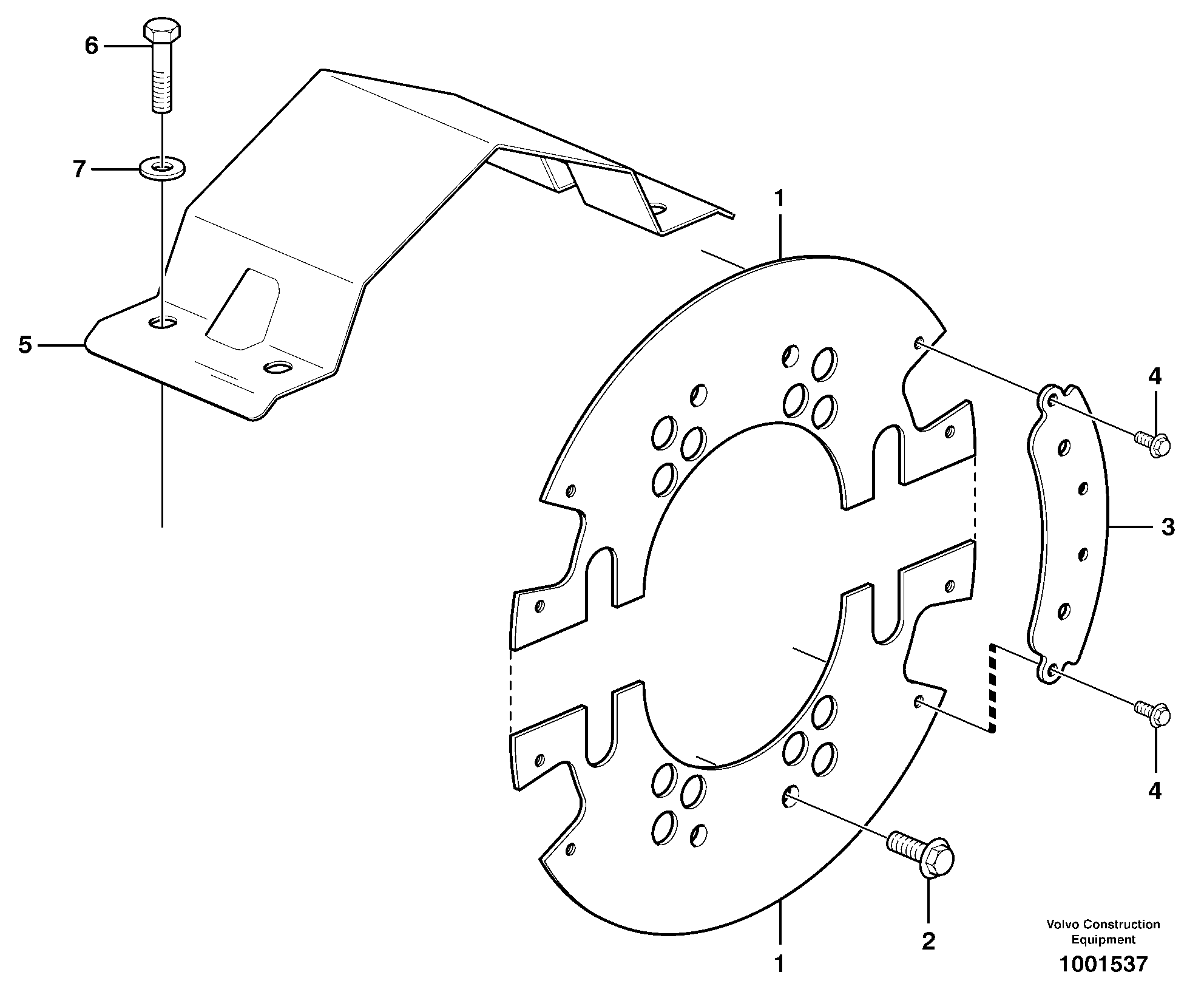 Схема запчастей Volvo A30D - 13635 Brake shield A30D S/N -11999, - 60093 USA S/N-72999 BRAZIL