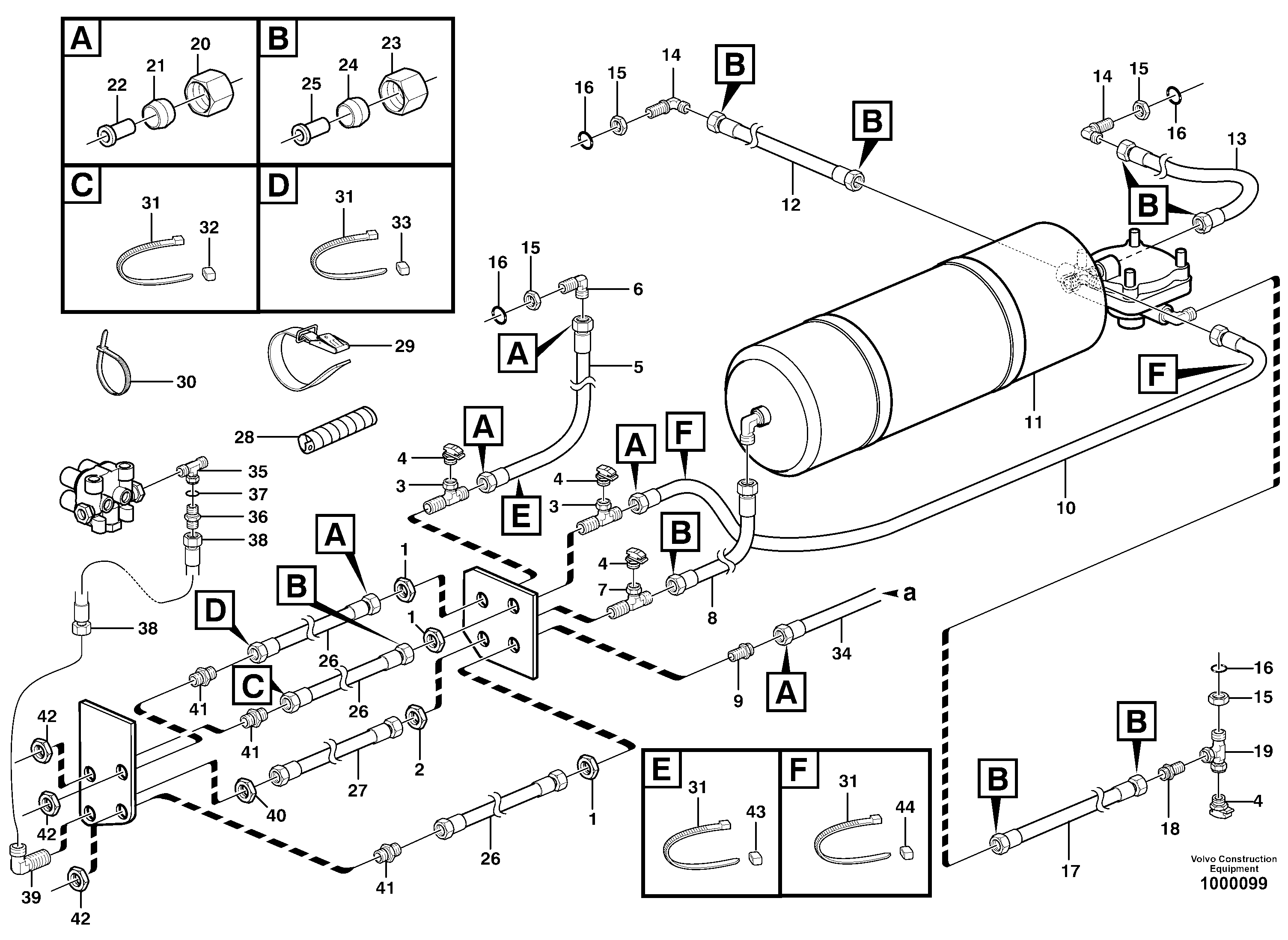 Схема запчастей Volvo A30D - 62508 Brake system, load unit A30D S/N -11999, - 60093 USA S/N-72999 BRAZIL