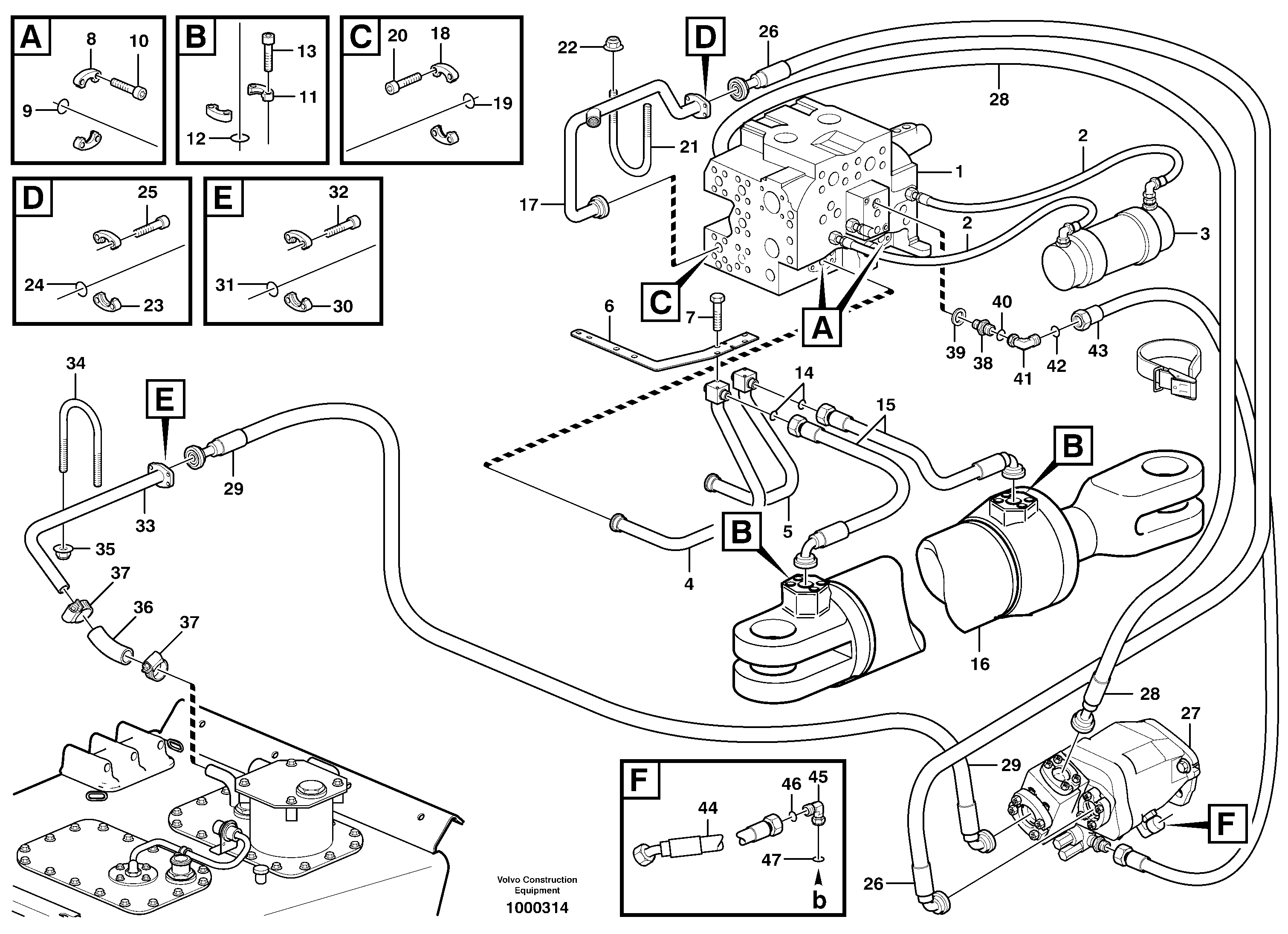 Схема запчастей Volvo A30D - 92151 Steering system, pipes and hoses A30D S/N -11999, - 60093 USA S/N-72999 BRAZIL