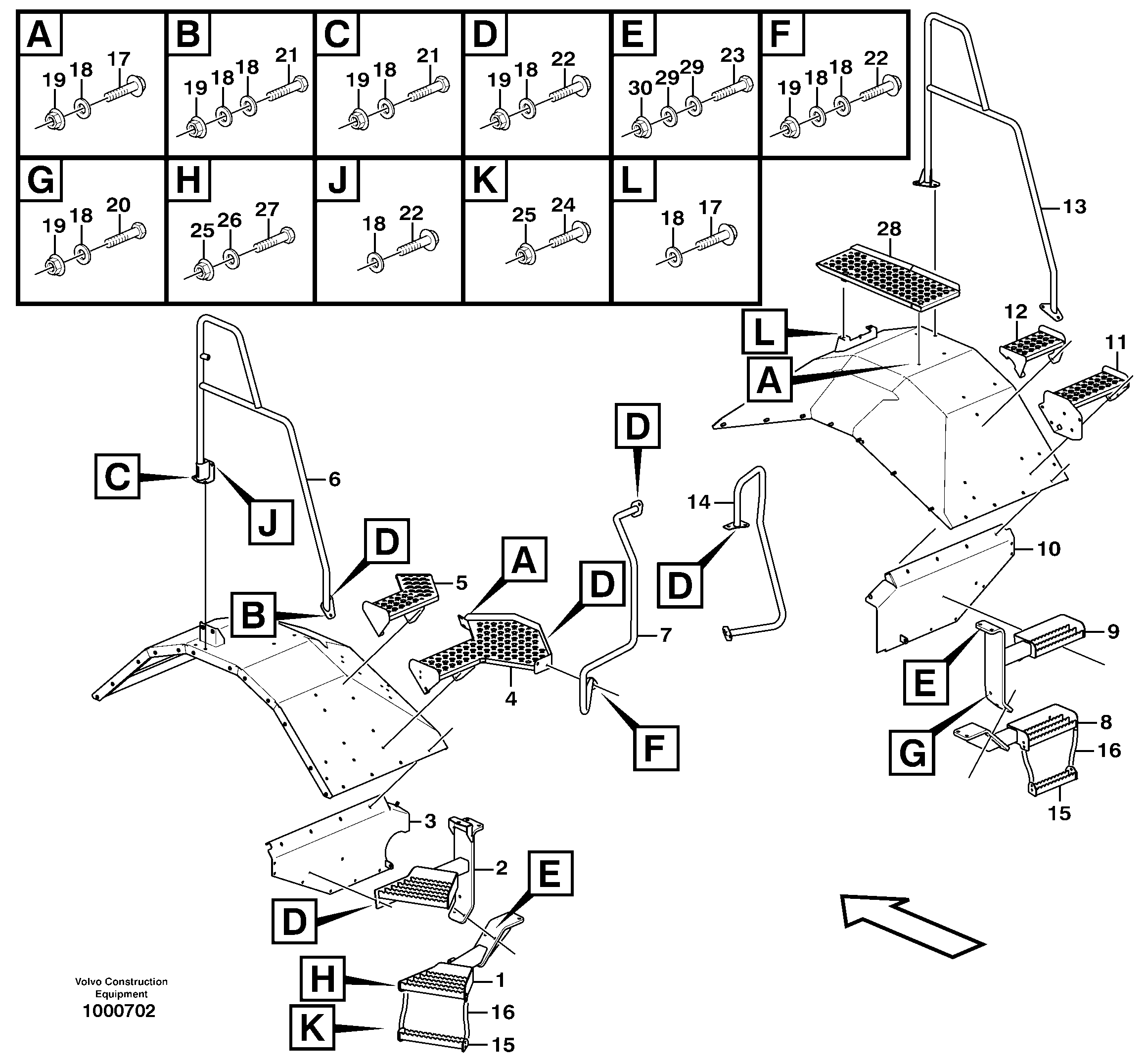 Схема запчастей Volvo A30D - 99240 Steps and ladder A30D S/N -11999, - 60093 USA S/N-72999 BRAZIL
