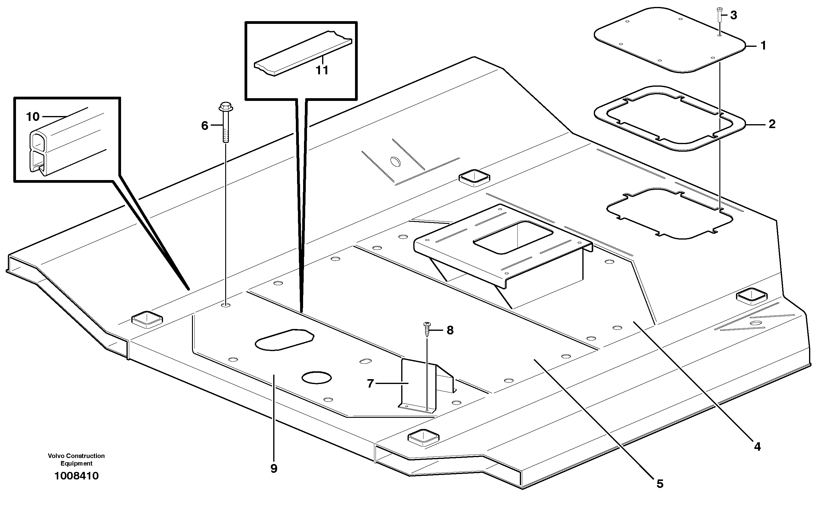 Схема запчастей Volvo A30D - 26598 Floor panels and cover plates A30D S/N -11999, - 60093 USA S/N-72999 BRAZIL