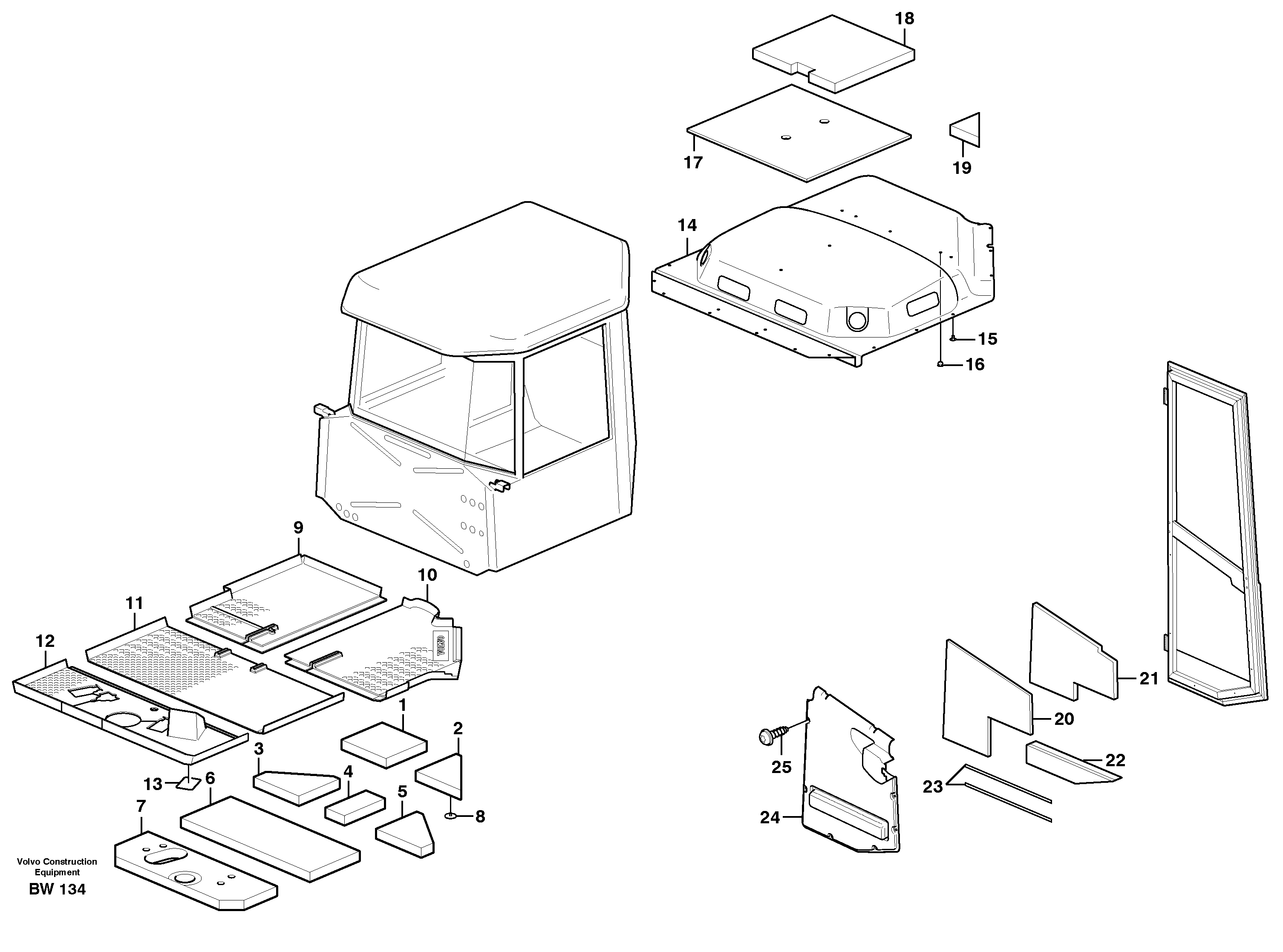 Схема запчастей Volvo A30D - 23612 Upholstery and insulation, floor, door and roof A30D S/N -11999, - 60093 USA S/N-72999 BRAZIL