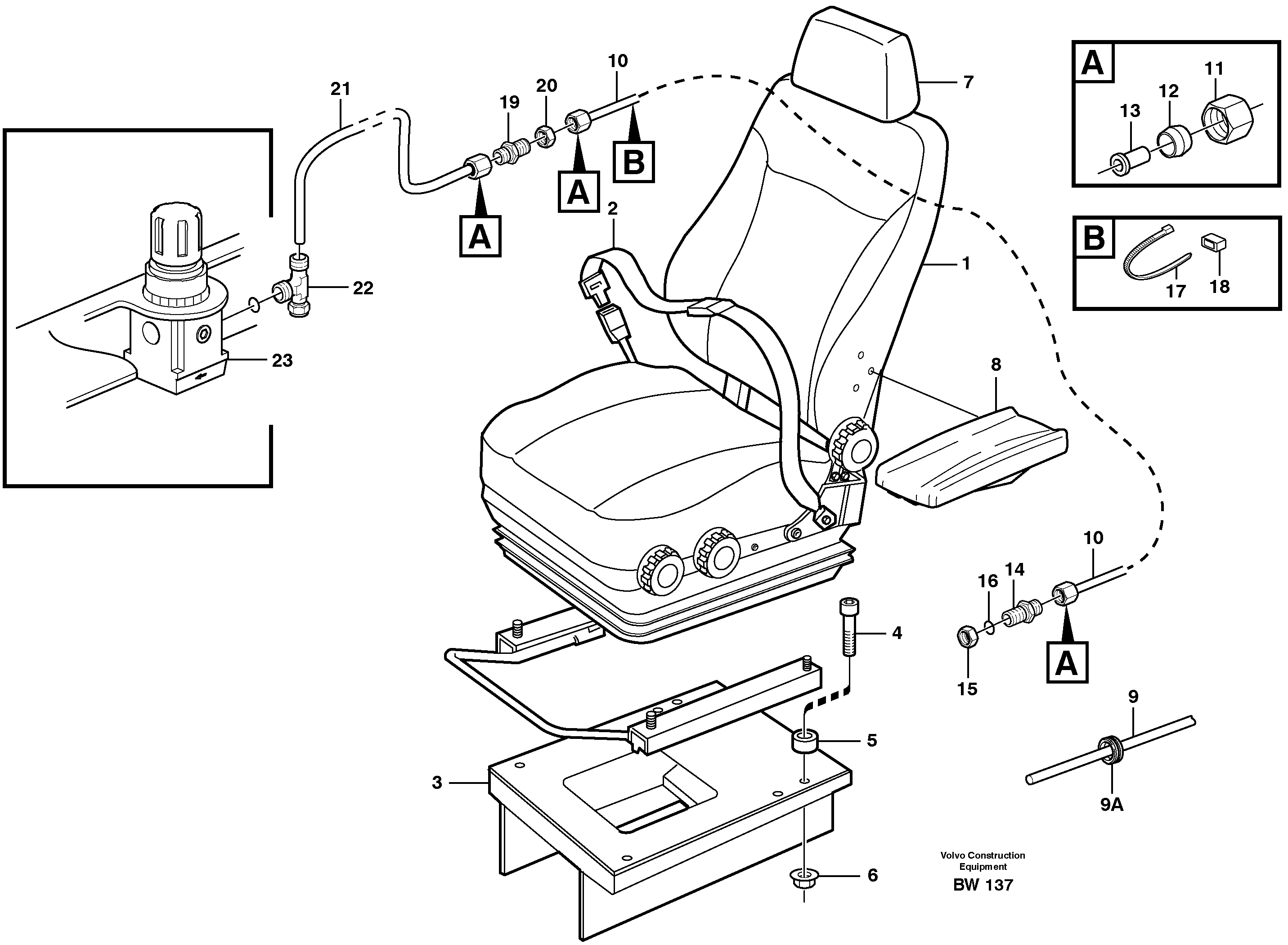 Схема запчастей Volvo A30D - 55822 Operator seat with fitting parts A30D S/N -11999, - 60093 USA S/N-72999 BRAZIL