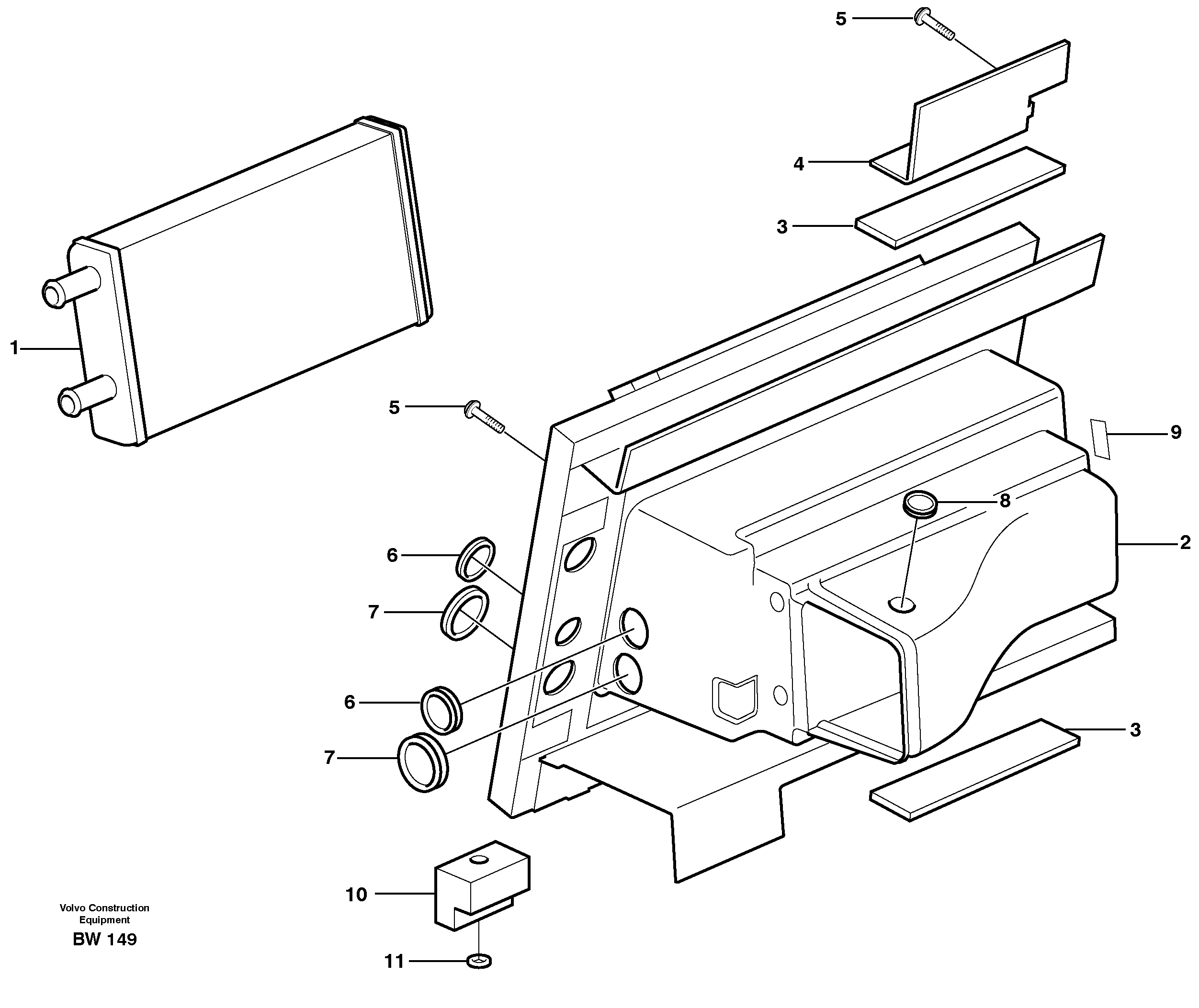 Схема запчастей Volvo A30D - 4335 Heating unit A30D S/N -11999, - 60093 USA S/N-72999 BRAZIL