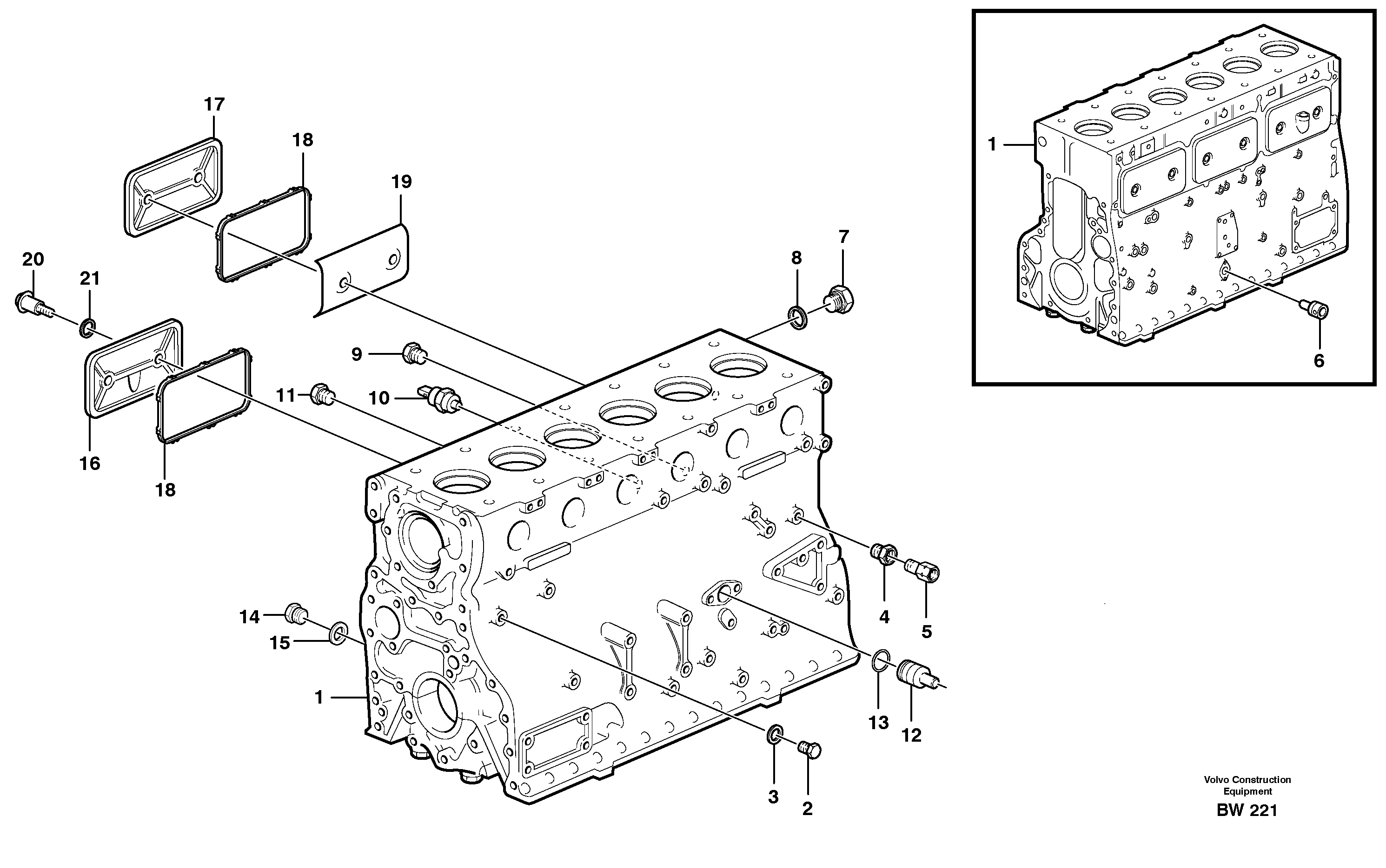 Схема запчастей Volvo A30D - 15778 Блок цилиндров A30D S/N -11999, - 60093 USA S/N-72999 BRAZIL