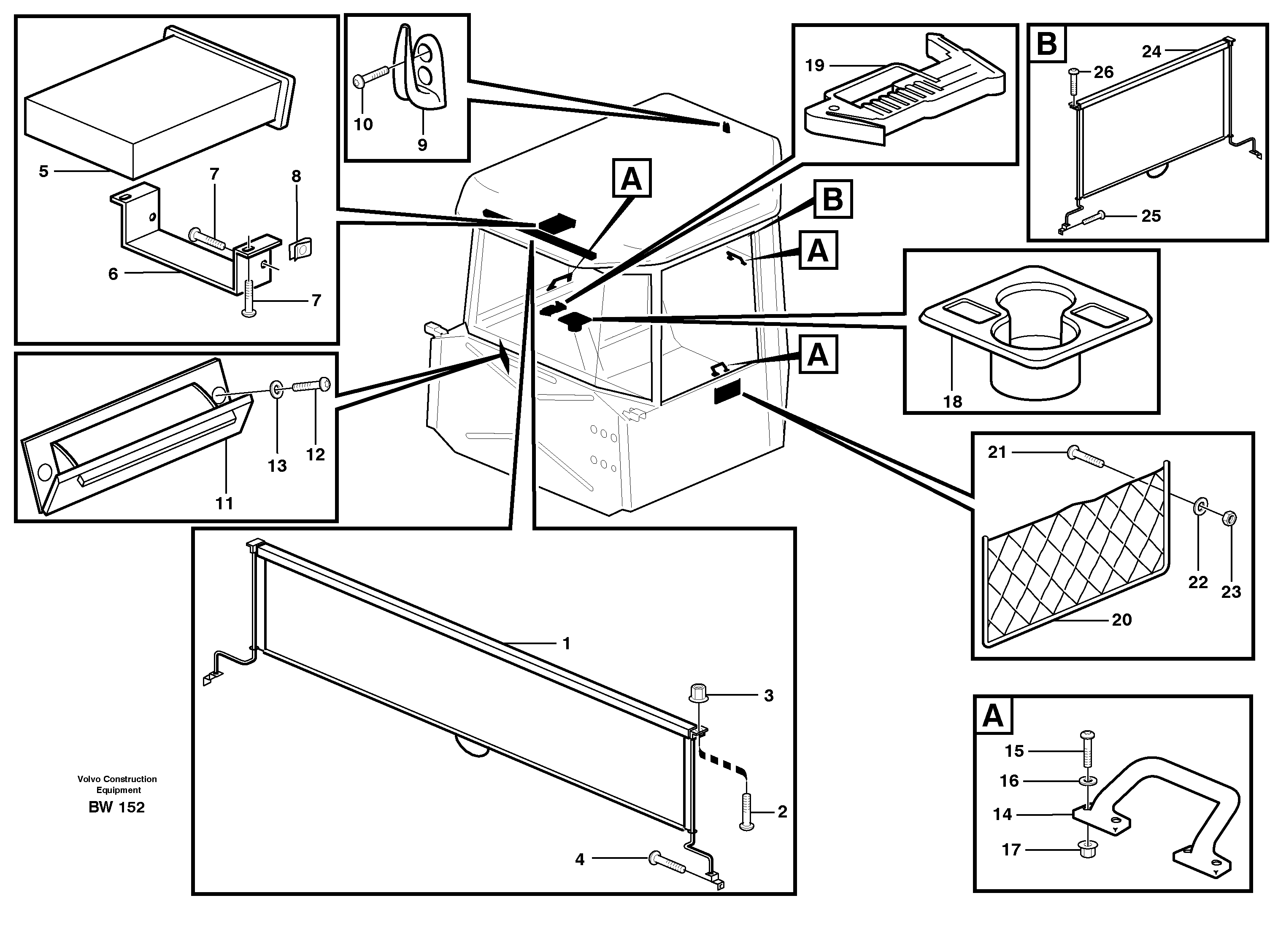 Схема запчастей Volvo A30D - 5784 Interior equipment, cab A30D S/N -11999, - 60093 USA S/N-72999 BRAZIL