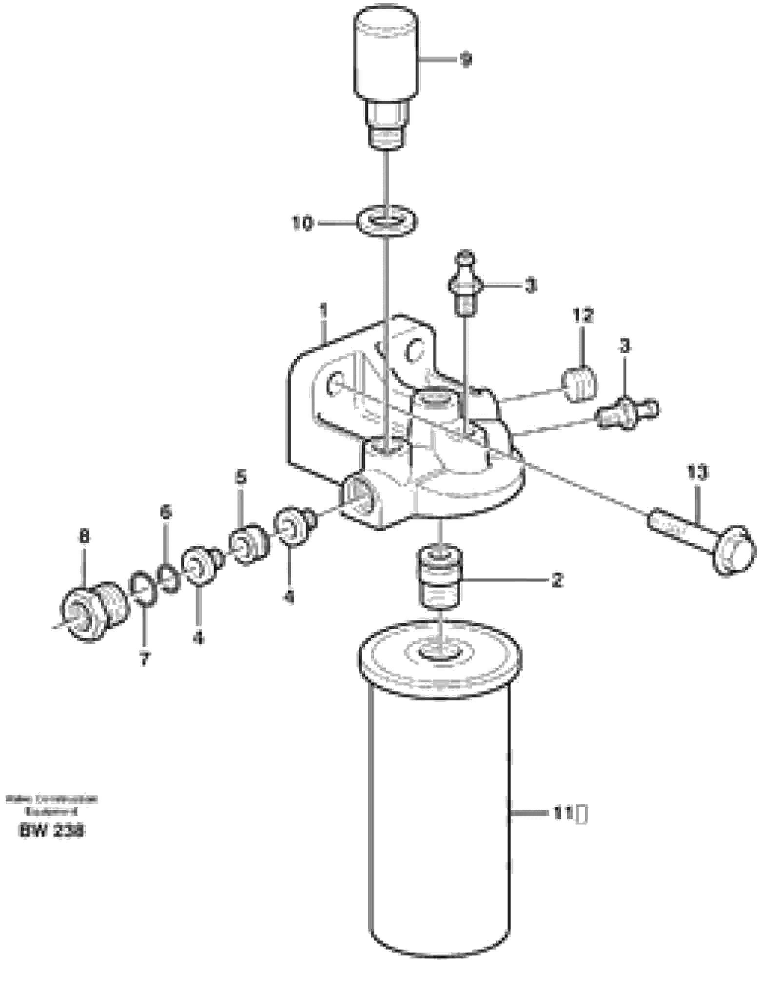 Схема запчастей Volvo A30D - 34980 Фильтр топливный A30D S/N -11999, - 60093 USA S/N-72999 BRAZIL