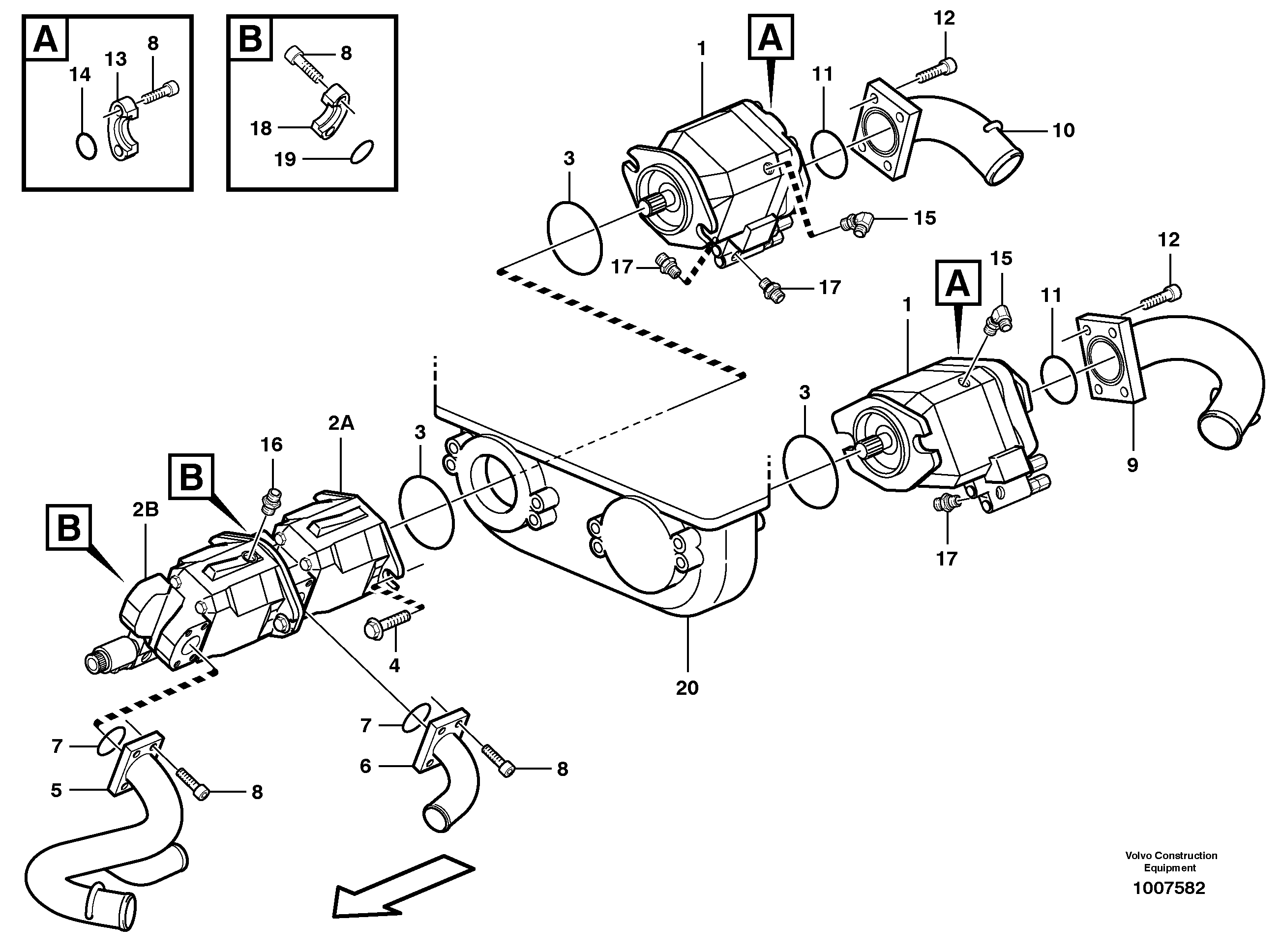 Схема запчастей Volvo A30D - 91547 Hydraulic pump with fitting parts A30D S/N -11999, - 60093 USA S/N-72999 BRAZIL