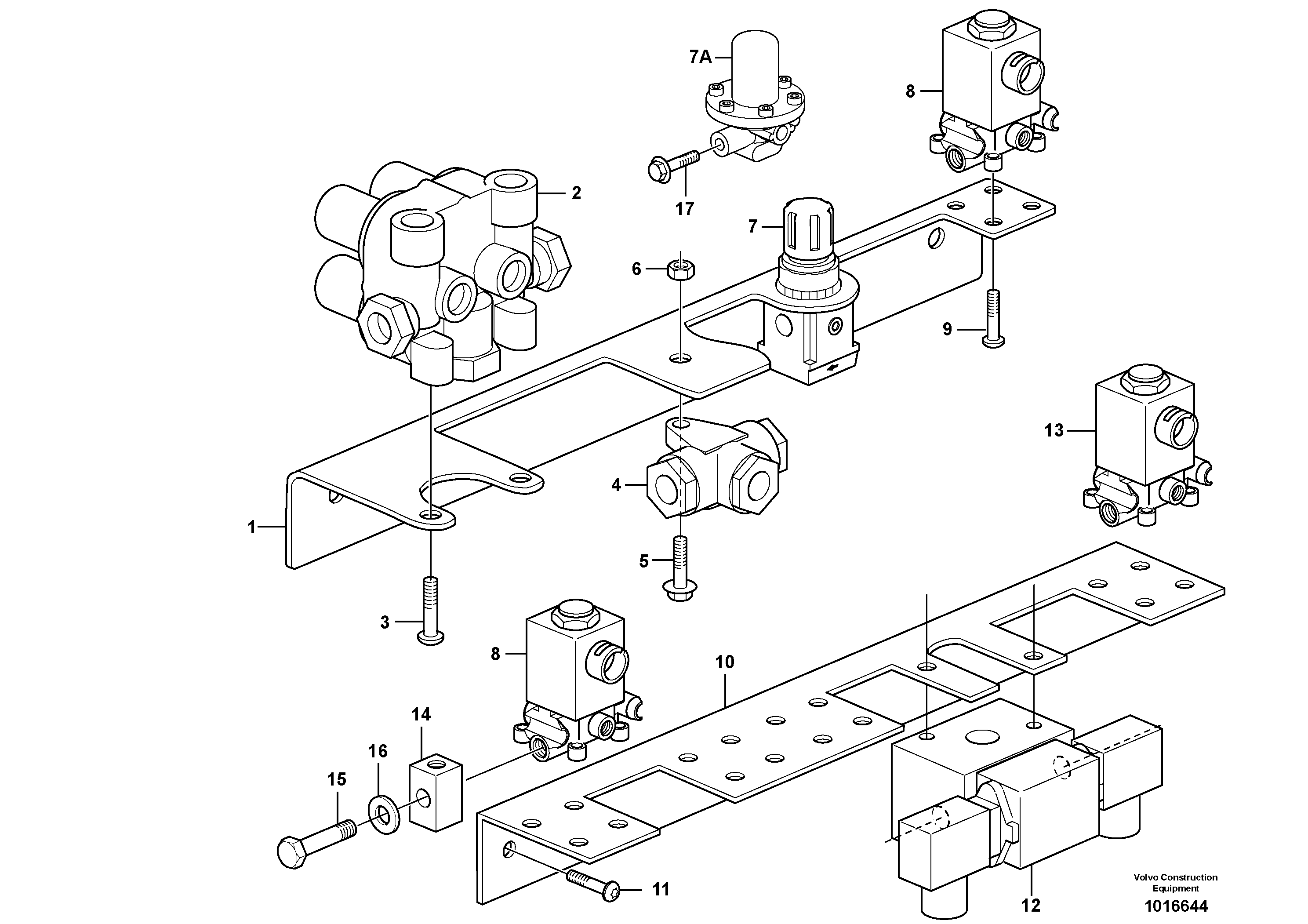 Схема запчастей Volvo A30D - 86995 Brake valves with fitting parts A30D S/N 12001 - S/N 73000 - BRA