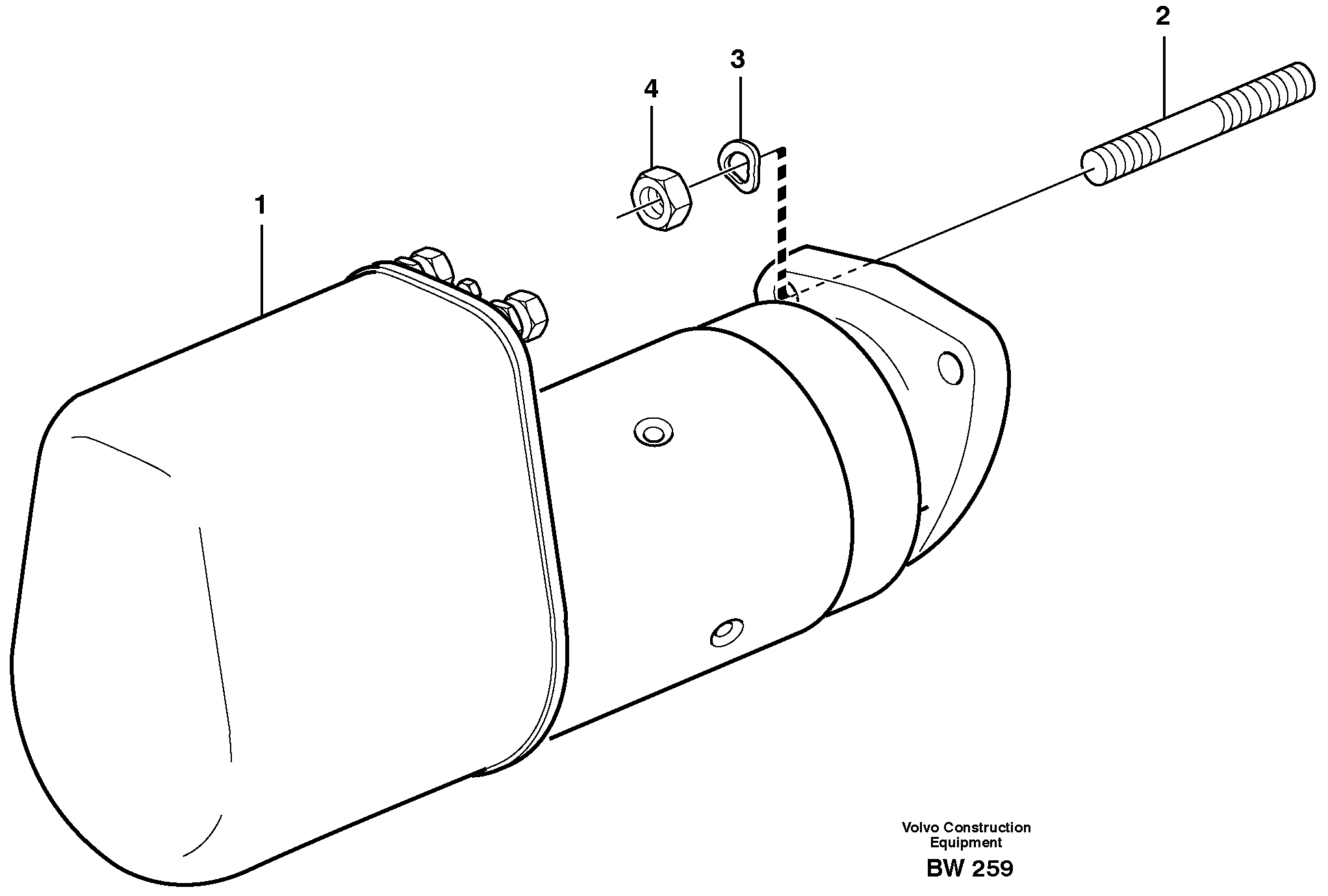 Схема запчастей Volvo A30D - 16017 Starter motor with assembling details A30D S/N -11999, - 60093 USA S/N-72999 BRAZIL