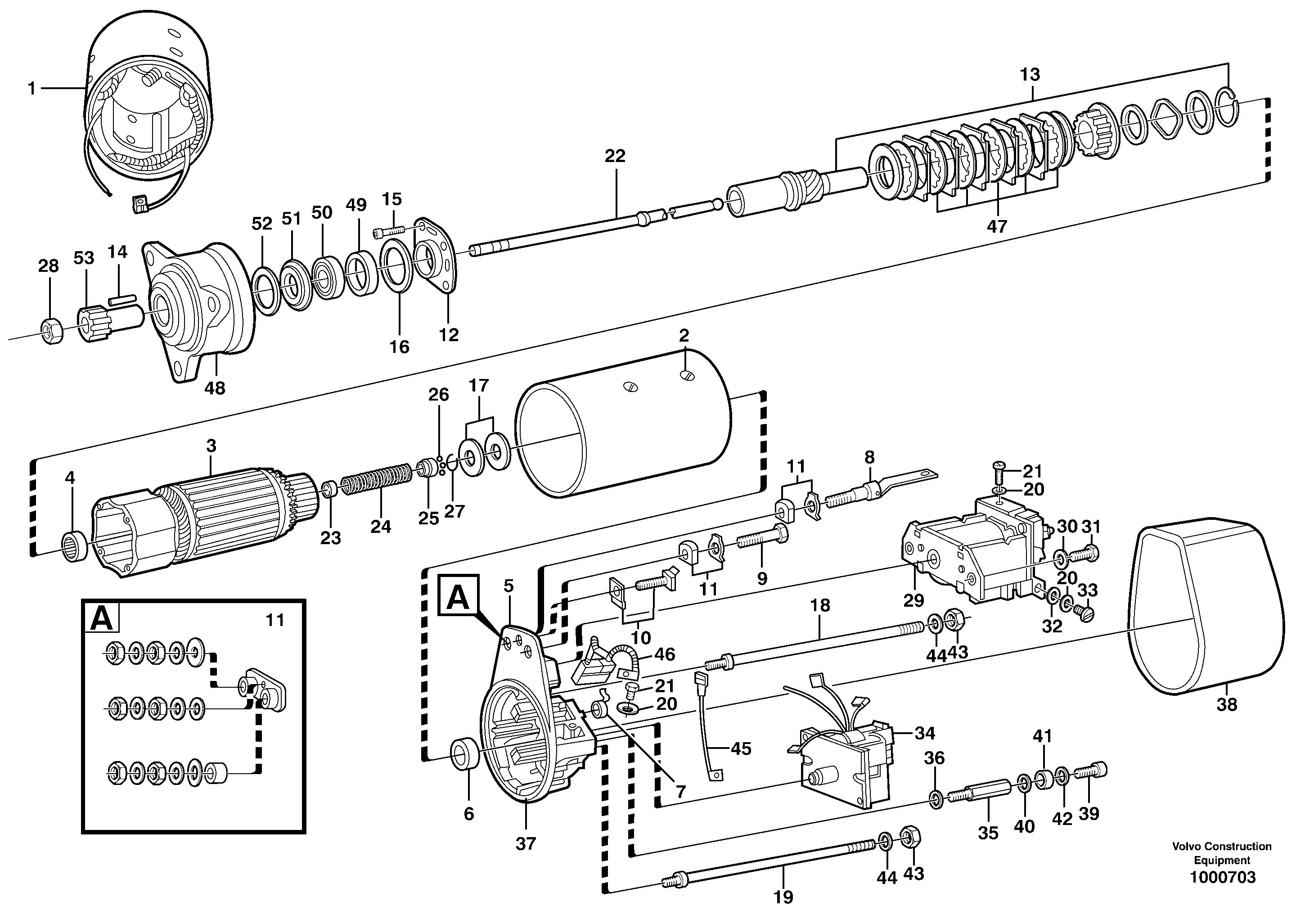 Схема запчастей Volvo A30D - 8267 Starter motor A30D S/N -11999, - 60093 USA S/N-72999 BRAZIL
