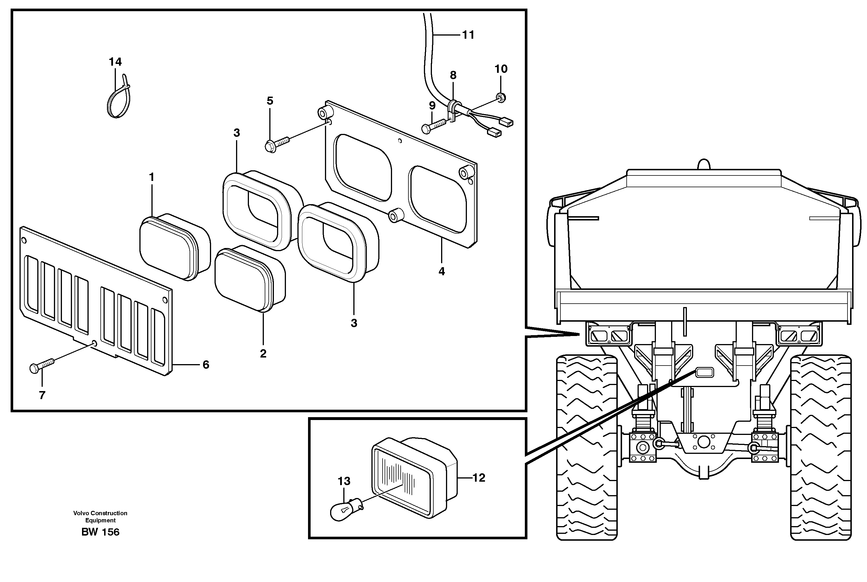 Схема запчастей Volvo A30D - 98312 Lighting, rear A30D S/N -11999, - 60093 USA S/N-72999 BRAZIL