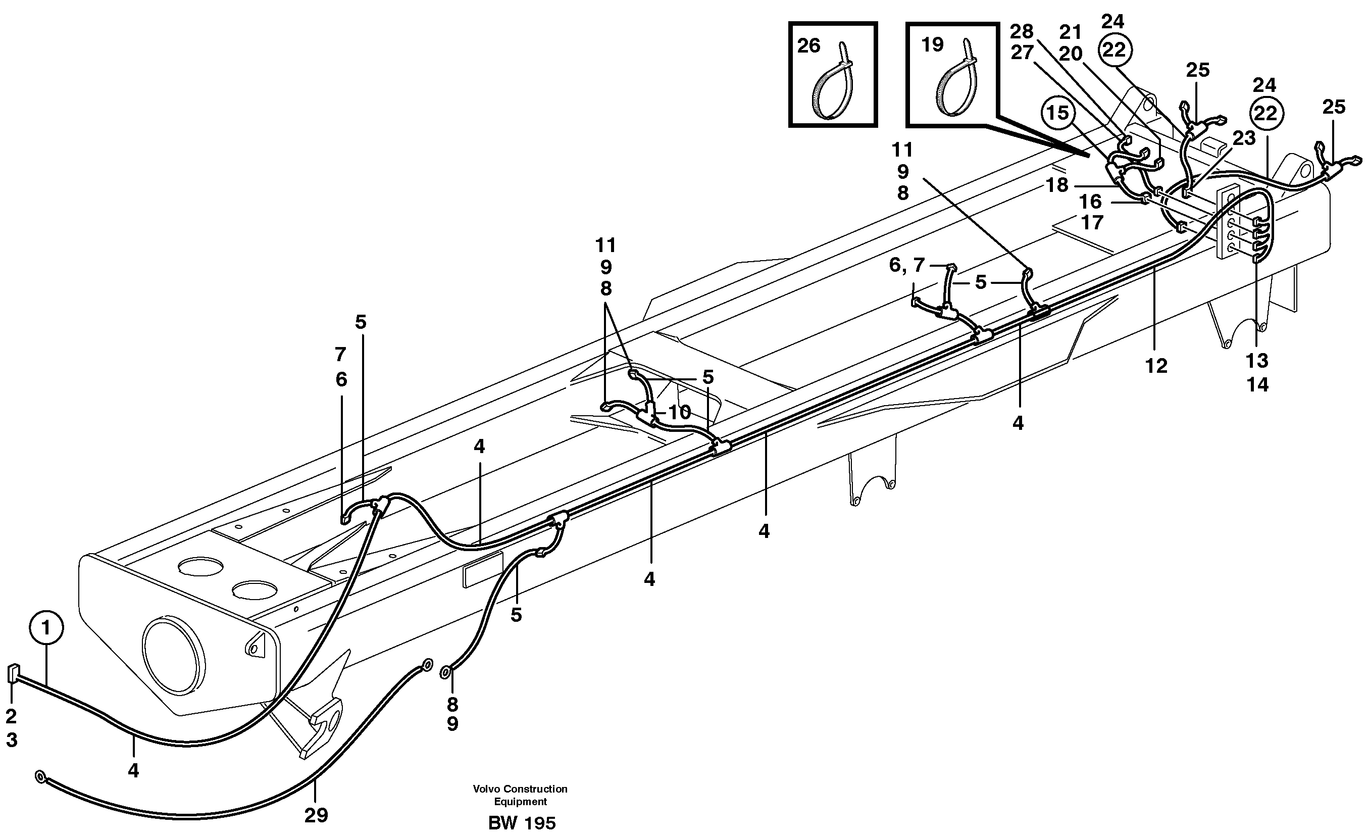 Схема запчастей Volvo A30D - 18153 Cable harnesses, rear A30D S/N -11999, - 60093 USA S/N-72999 BRAZIL