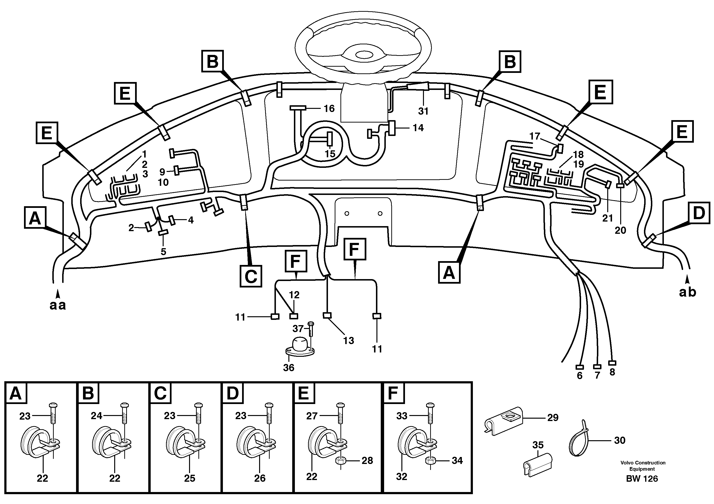 Схема запчастей Volvo A30D - 50451 Cable harnesses, instrument panel A30D S/N -11999, - 60093 USA S/N-72999 BRAZIL