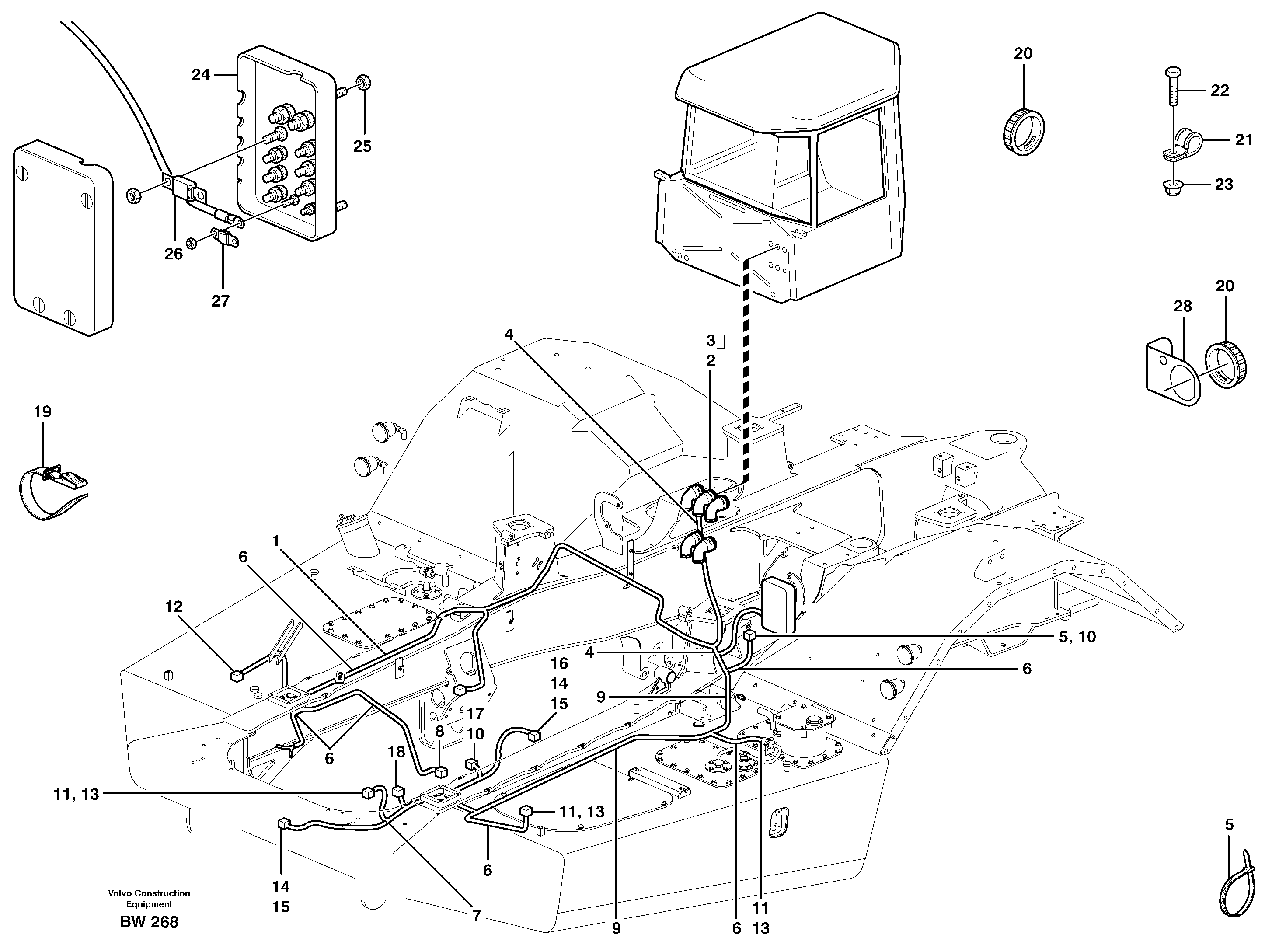 Схема запчастей Volvo A30D - 59654 Cable harnesses, front A30D S/N -11999, - 60093 USA S/N-72999 BRAZIL