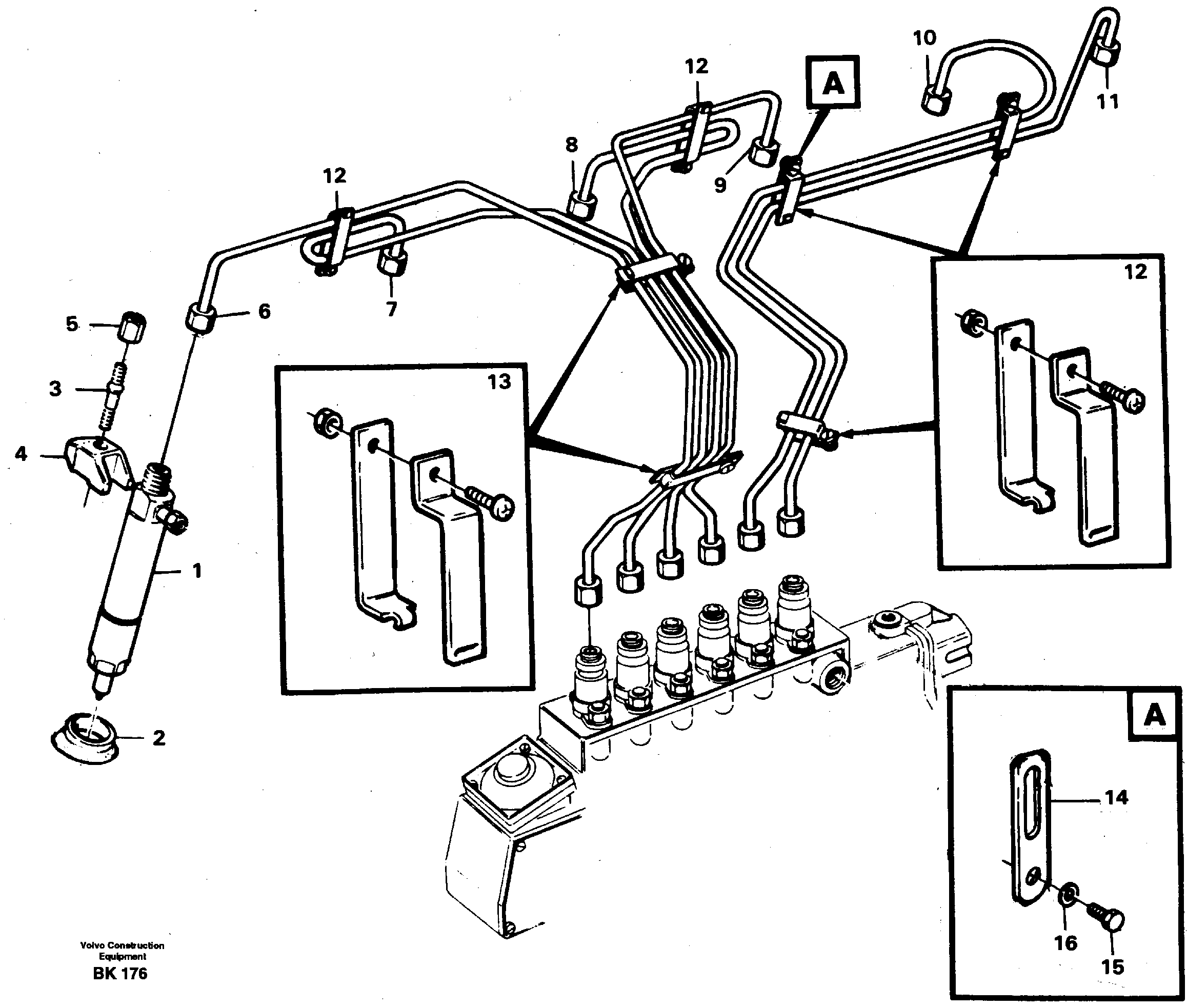 Схема запчастей Volvo A35C - 80923 Delivery pipes-injectors A35C VOLVO BM VOLVO BM A35C SER NO - 4620