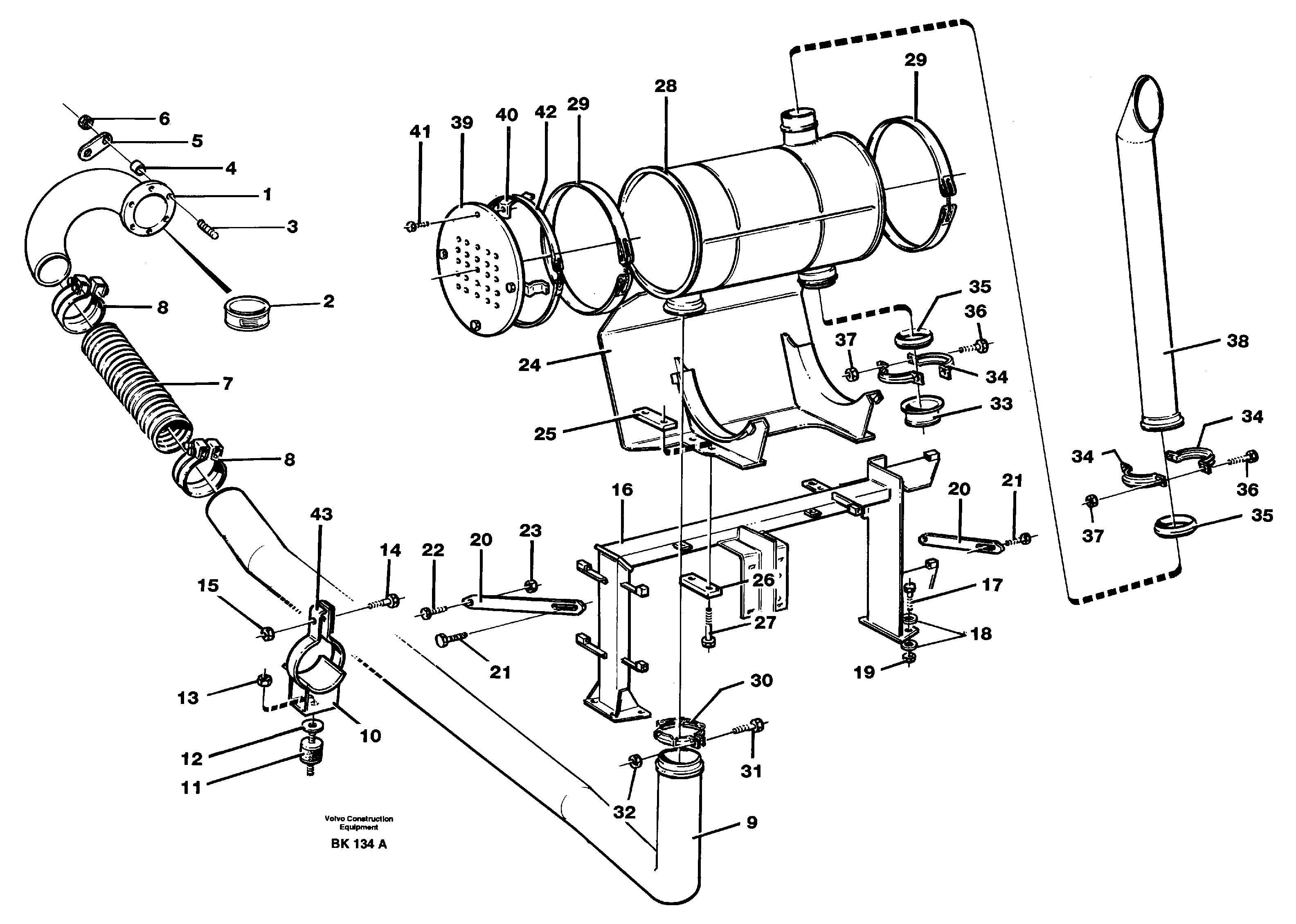 Схема запчастей Volvo A35C - 88508 Exhaust system, silencer A35C VOLVO BM VOLVO BM A35C SER NO - 4620