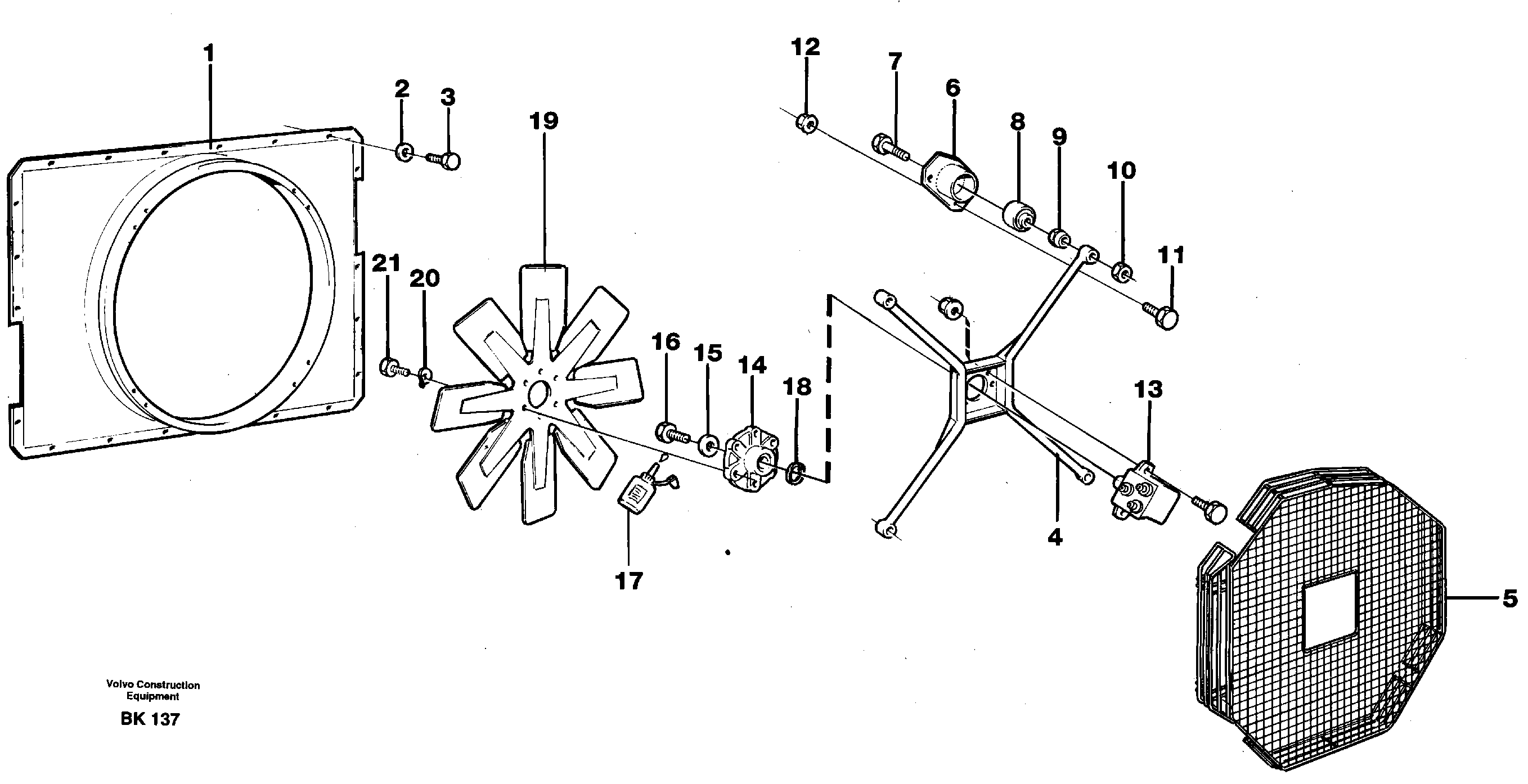 Схема запчастей Volvo A35C - 81882 Вентилятор и кожух A35C VOLVO BM VOLVO BM A35C SER NO - 4620