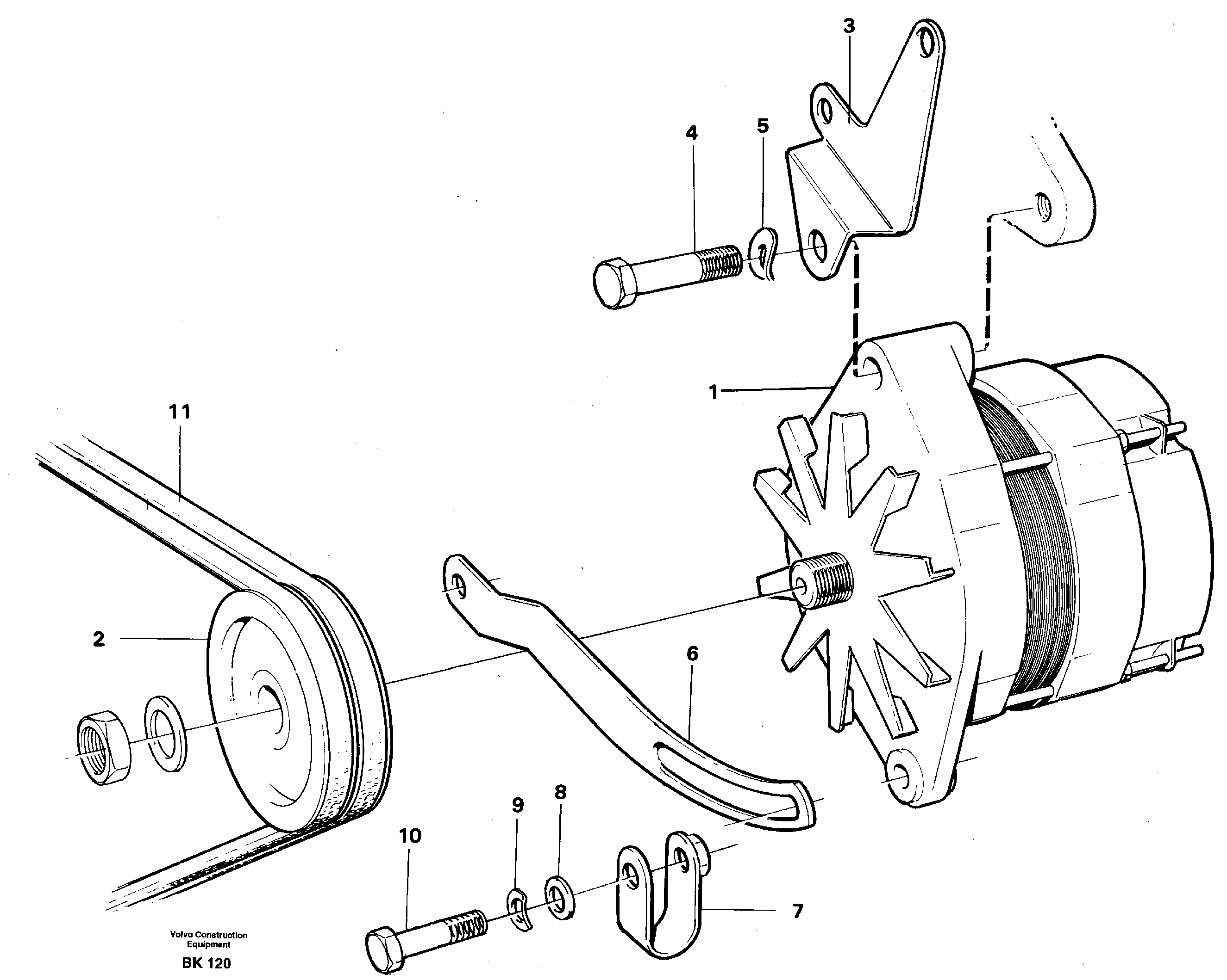 Схема запчастей Volvo A35C - 20762 Alternator with assembling details A35C VOLVO BM VOLVO BM A35C SER NO - 4620