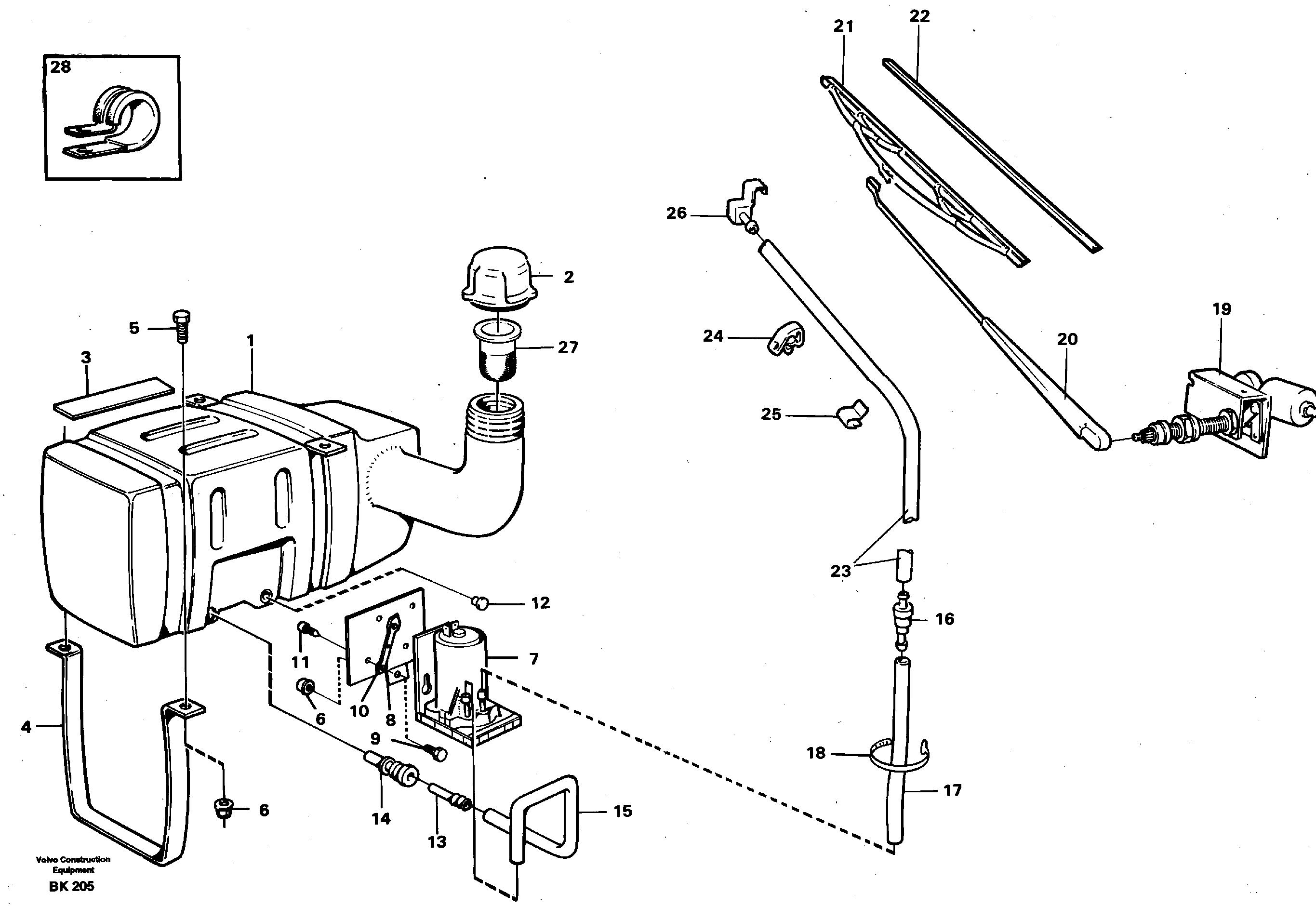 Схема запчастей Volvo A35C - 55526 Windscreen washer and wiper A35C VOLVO BM VOLVO BM A35C SER NO - 4620