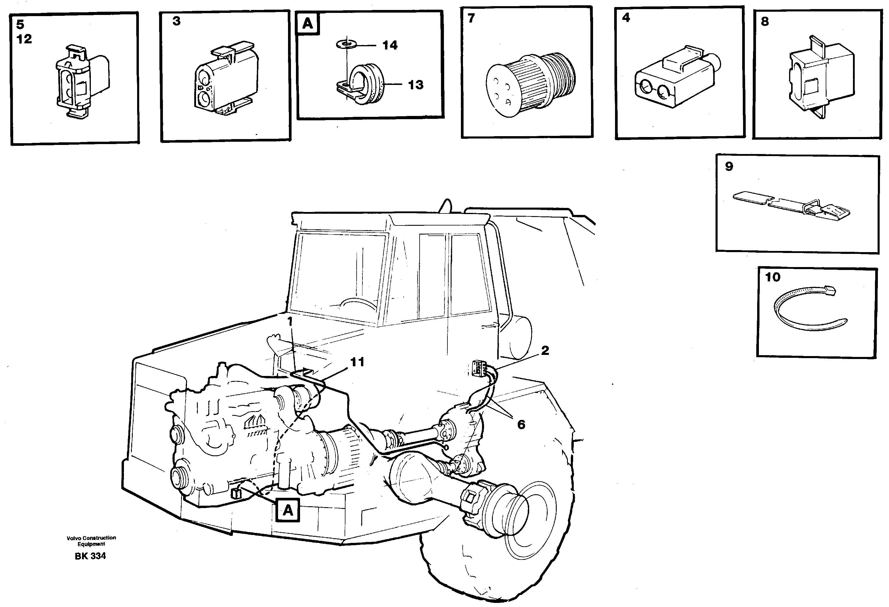 Схема запчастей Volvo A35C - 55532 Cable harnesses, front A35C VOLVO BM VOLVO BM A35C SER NO - 4620
