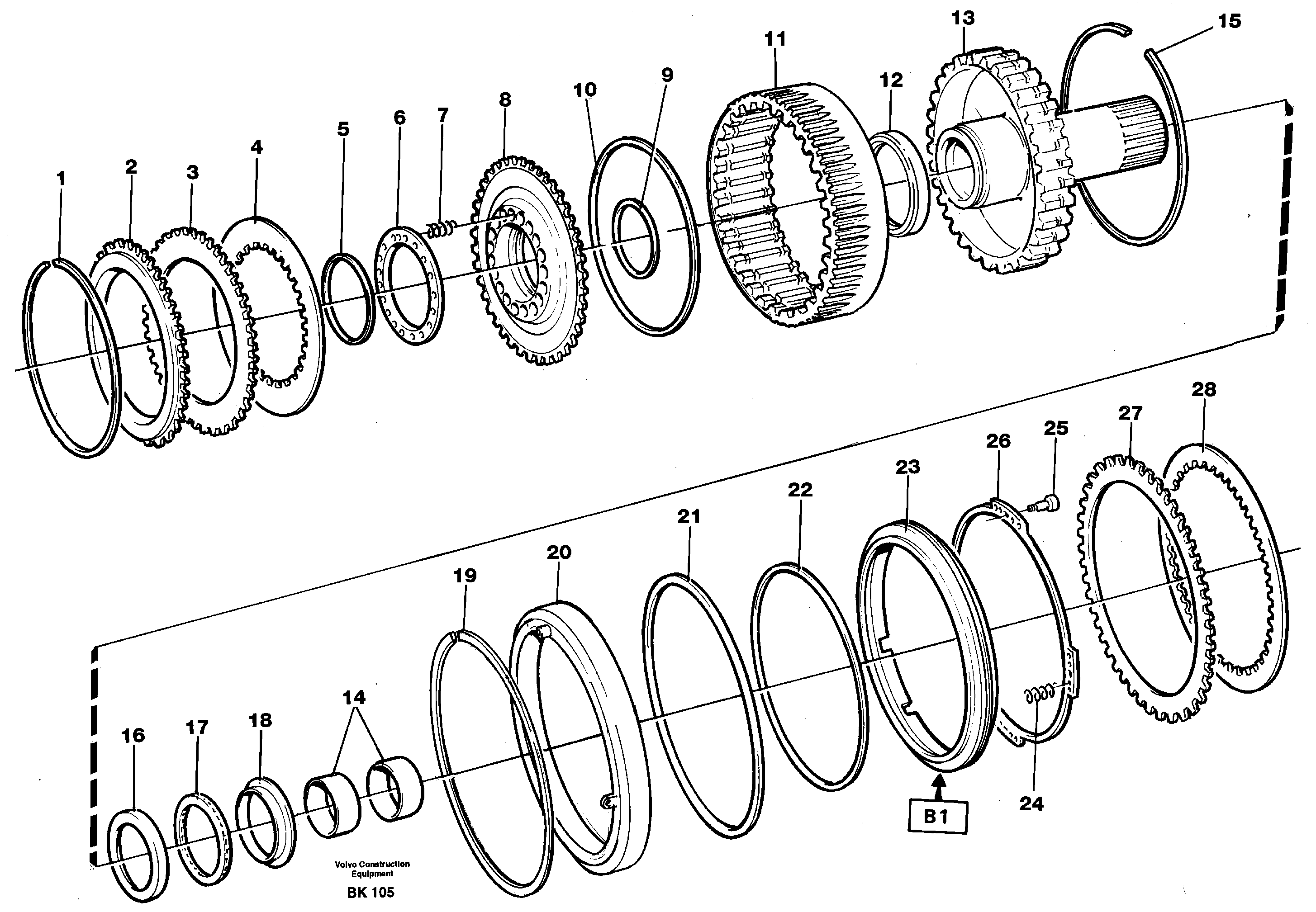 Схема запчастей Volvo A35C - 85286 Clutch and brake A35C VOLVO BM VOLVO BM A35C SER NO - 4620