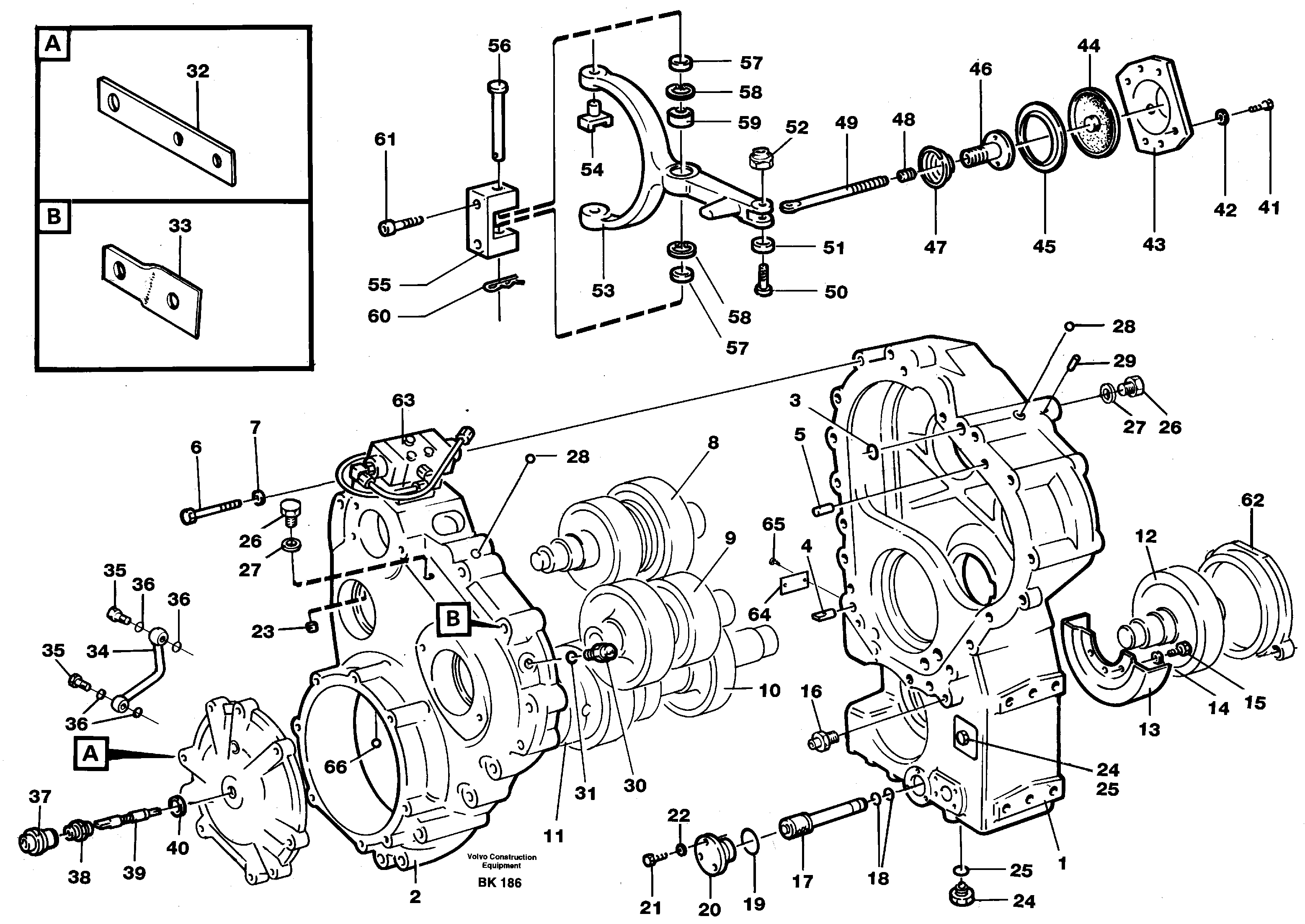 Схема запчастей Volvo A35C - 60426 Transfer gear box A35C VOLVO BM VOLVO BM A35C SER NO - 4620