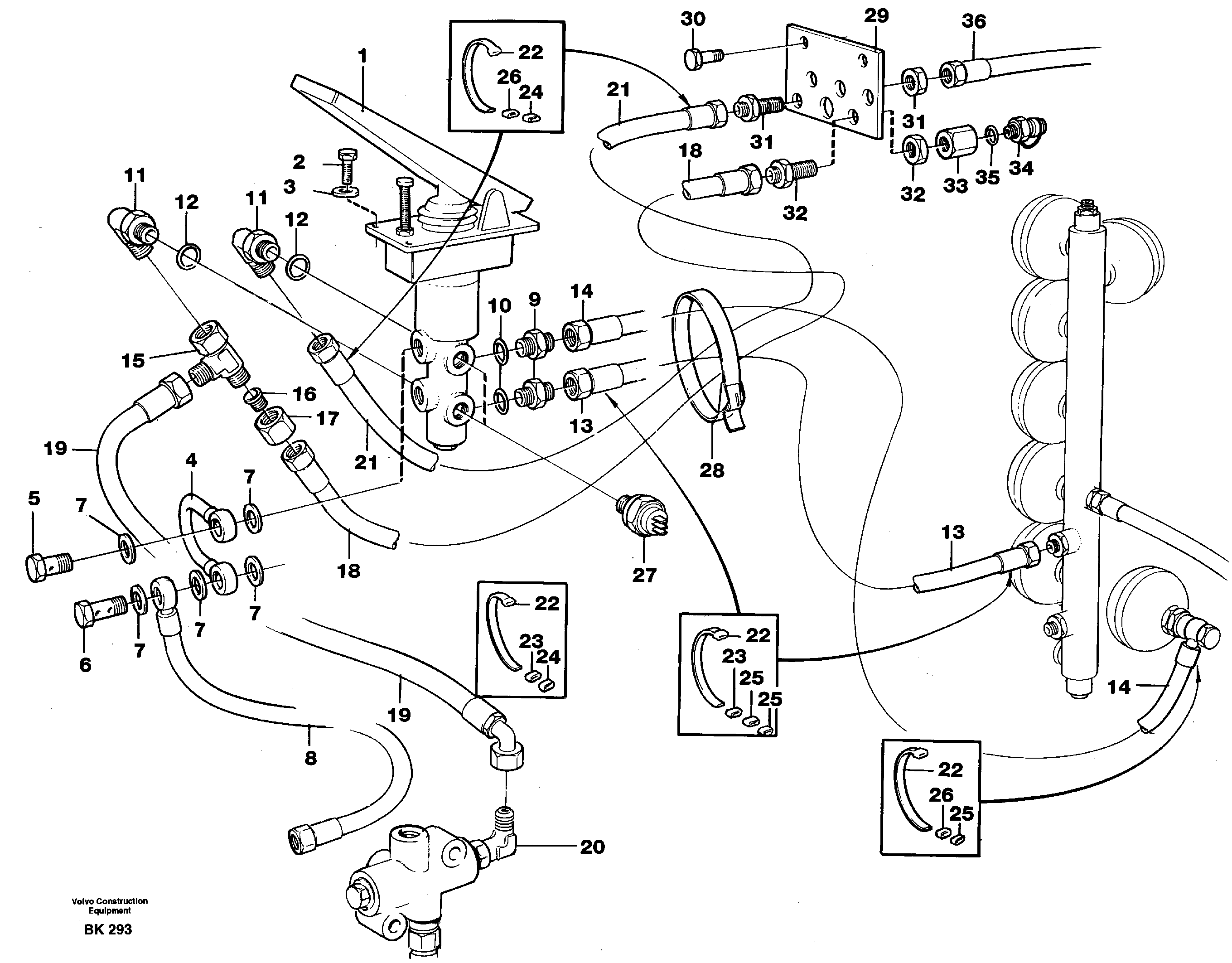 Схема запчастей Volvo A35C - 98723 Hydraulic brake system, cab A35C VOLVO BM VOLVO BM A35C SER NO - 4620