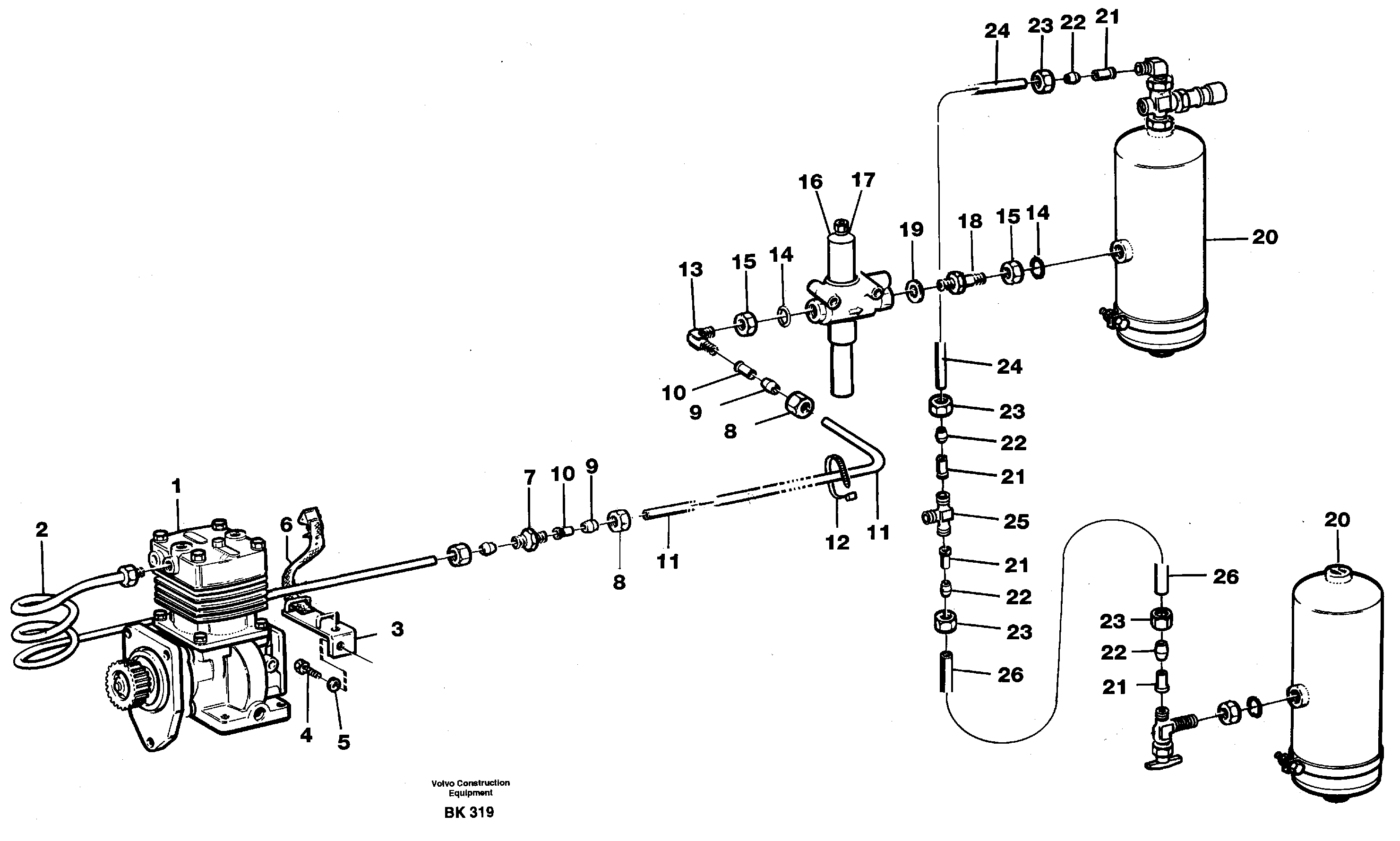 Схема запчастей Volvo A35C - 65800 Feed lines, wet tank and regulator A35C VOLVO BM VOLVO BM A35C SER NO - 4620