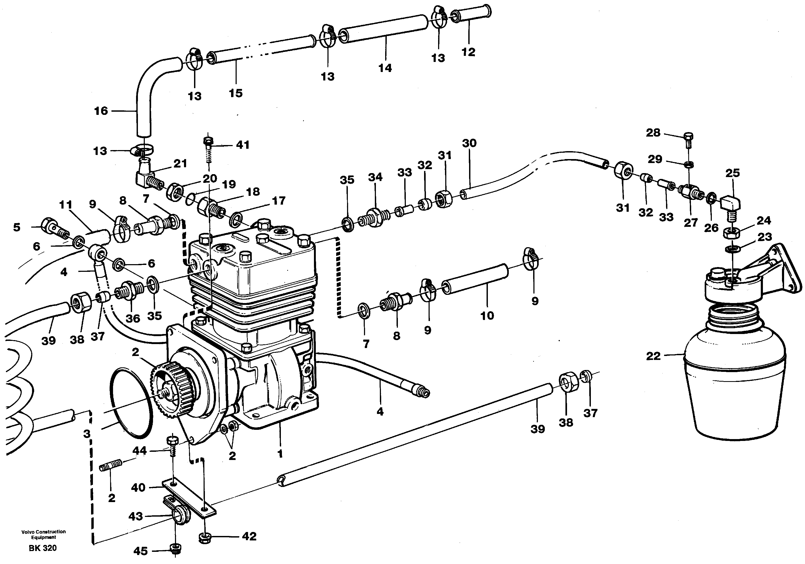 Схема запчастей Volvo A35C - 89981 Air-compressor with fitting parts A35C VOLVO BM VOLVO BM A35C SER NO - 4620