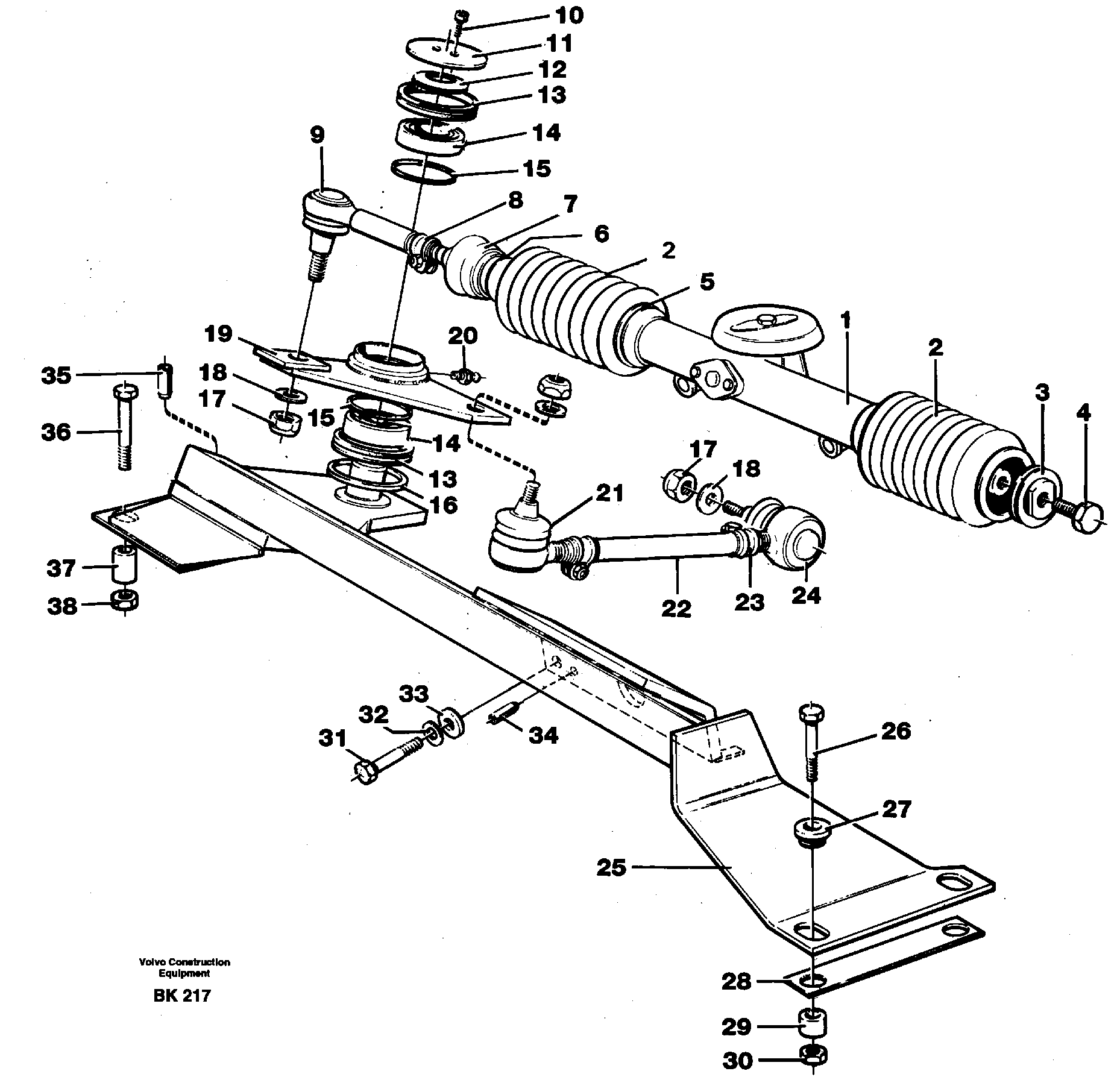 Схема запчастей Volvo A35C - 9432 Steering linkage A35C VOLVO BM VOLVO BM A35C SER NO - 4620
