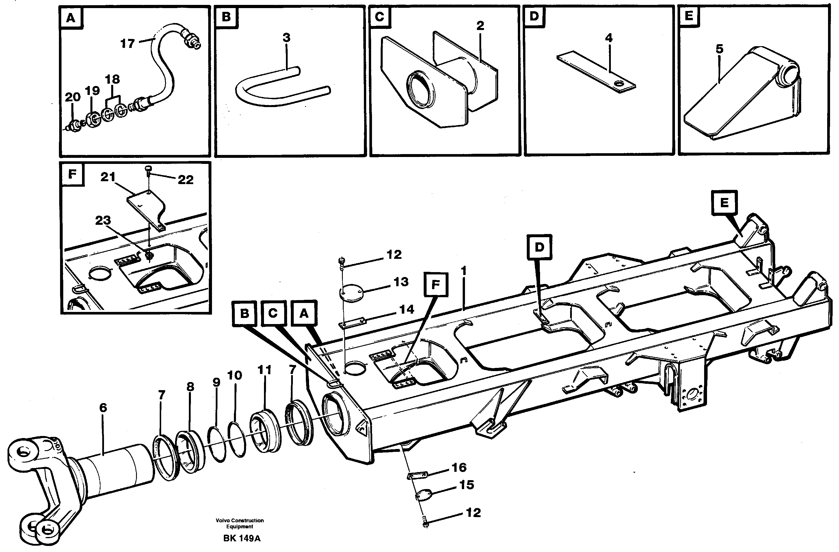 Схема запчастей Volvo A35C - 55550 Frame, rear A35C VOLVO BM VOLVO BM A35C SER NO - 4620