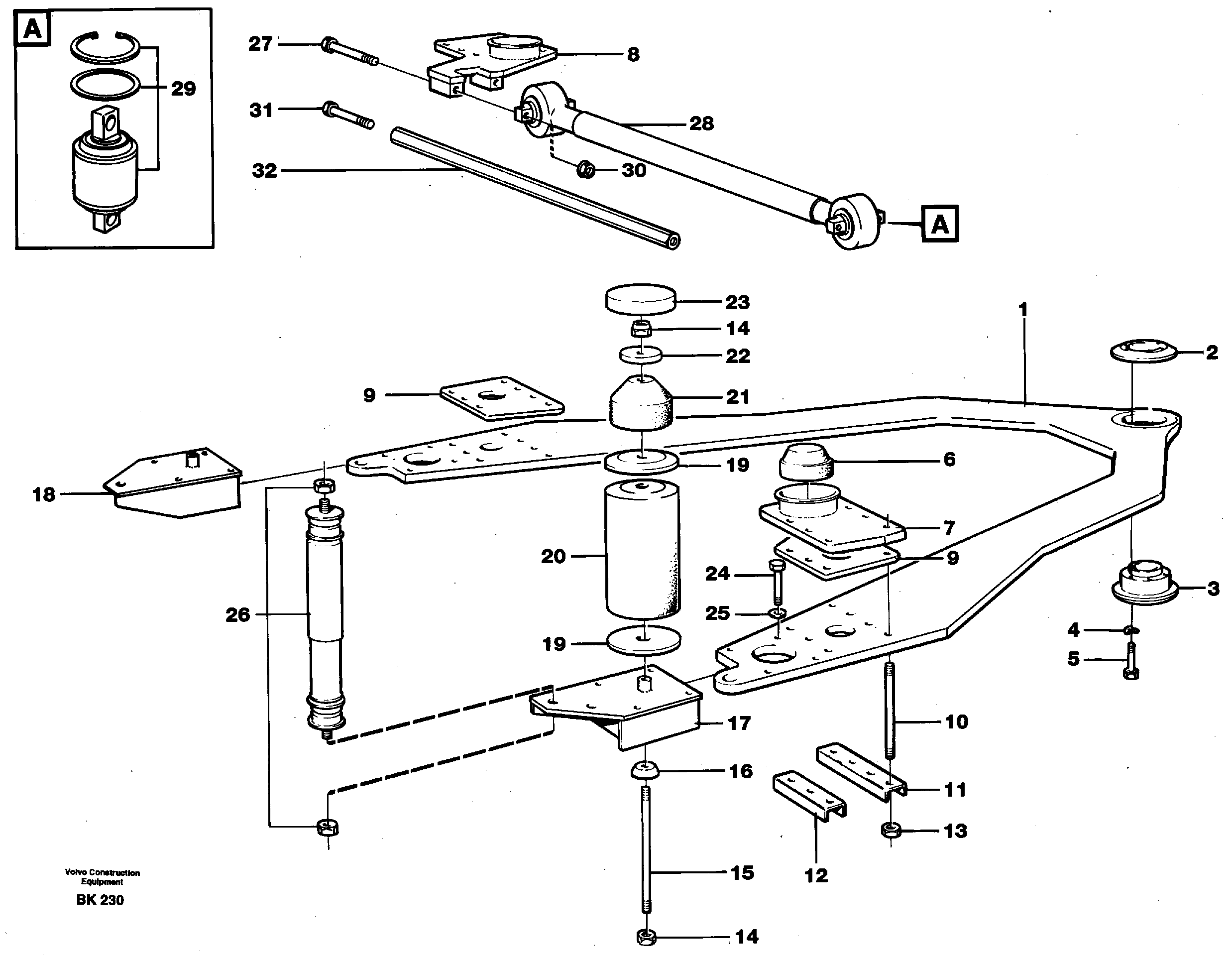 Схема запчастей Volvo A35C - 11154 Front axle suspension A35C VOLVO BM VOLVO BM A35C SER NO - 4620