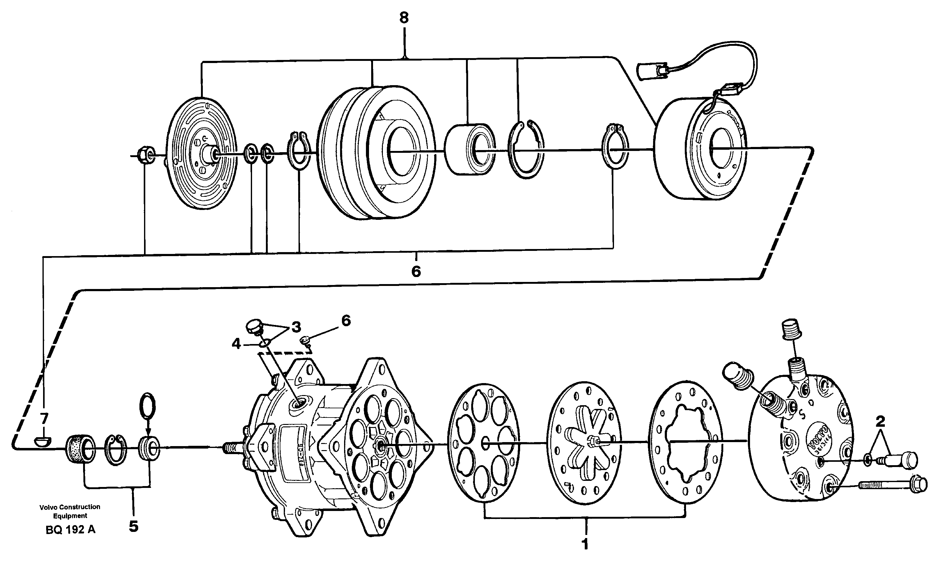 Схема запчастей Volvo A35C - 24587 Air compressor A35C SER NO 4621-, SER NO USA 60001-