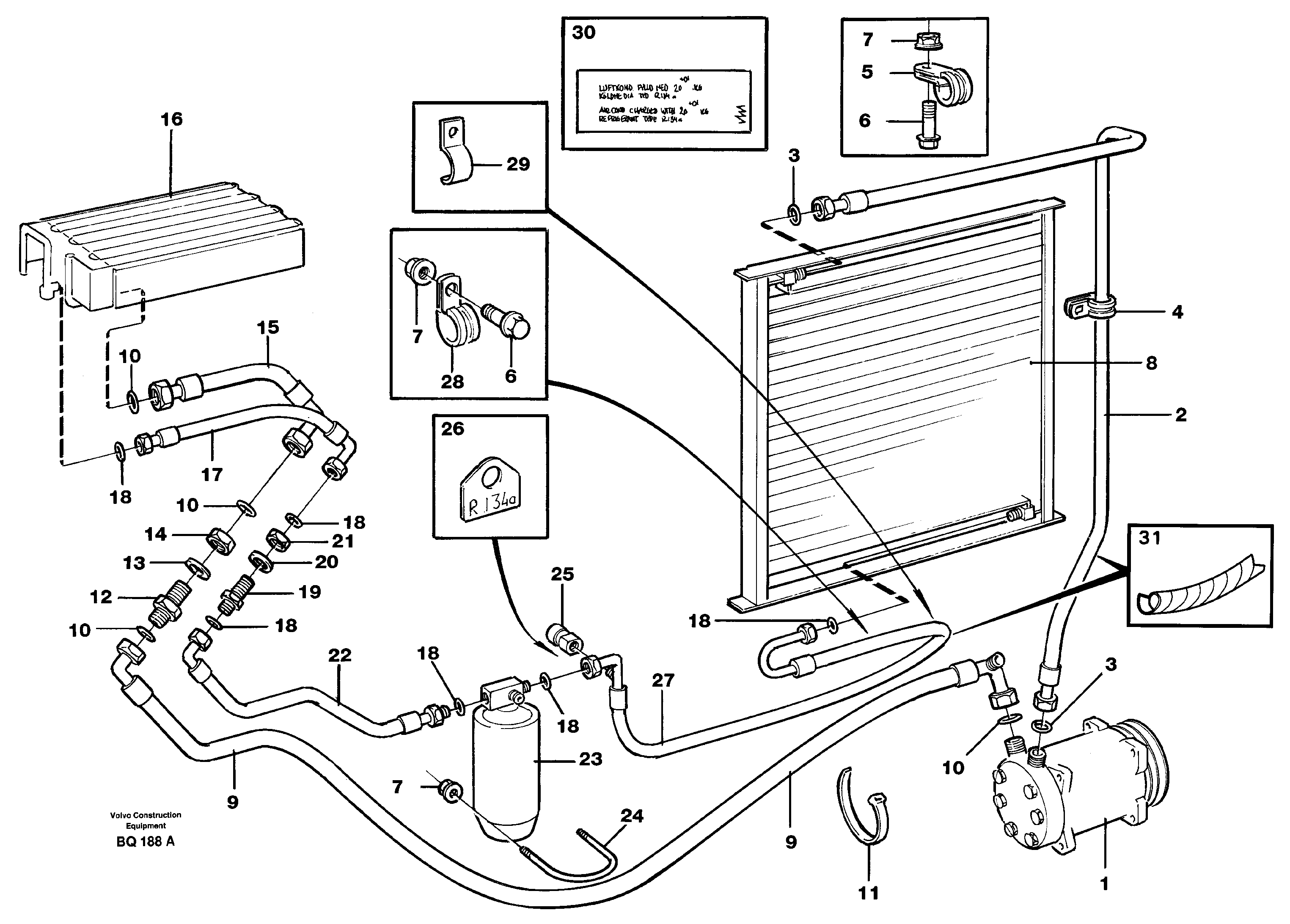 Схема запчастей Volvo A35C - 33606 Air conditioning A35C SER NO 4621-, SER NO USA 60001-