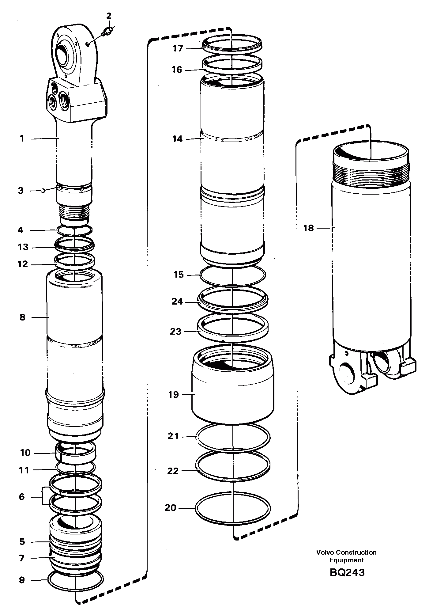 Схема запчастей Volvo A35C - 65180 Цилиндр подъемный A35C SER NO 4621-, SER NO USA 60001-
