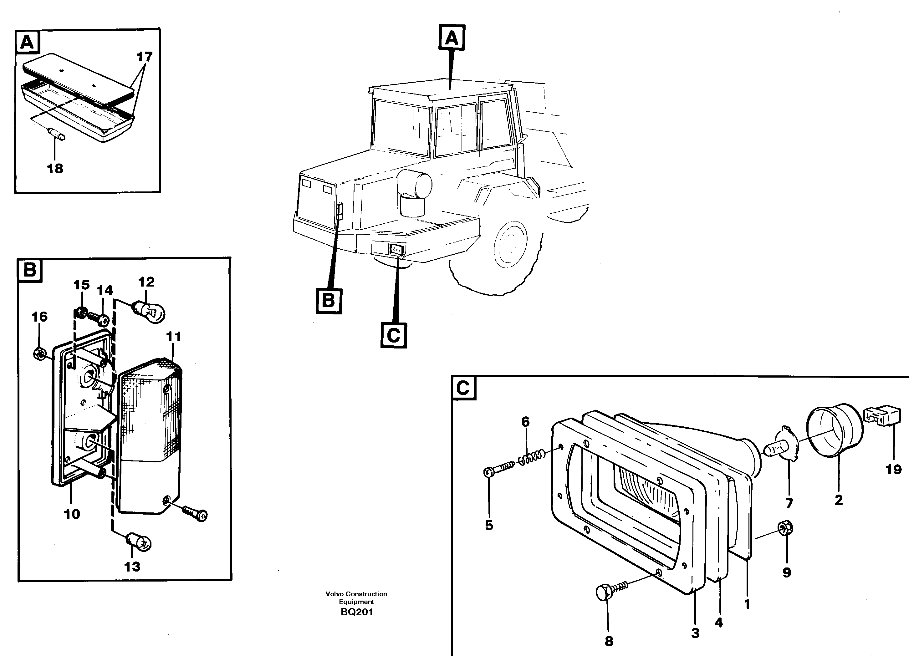 Схема запчастей Volvo A35C - 2443 Lighting, front A35C SER NO 4621-, SER NO USA 60001-