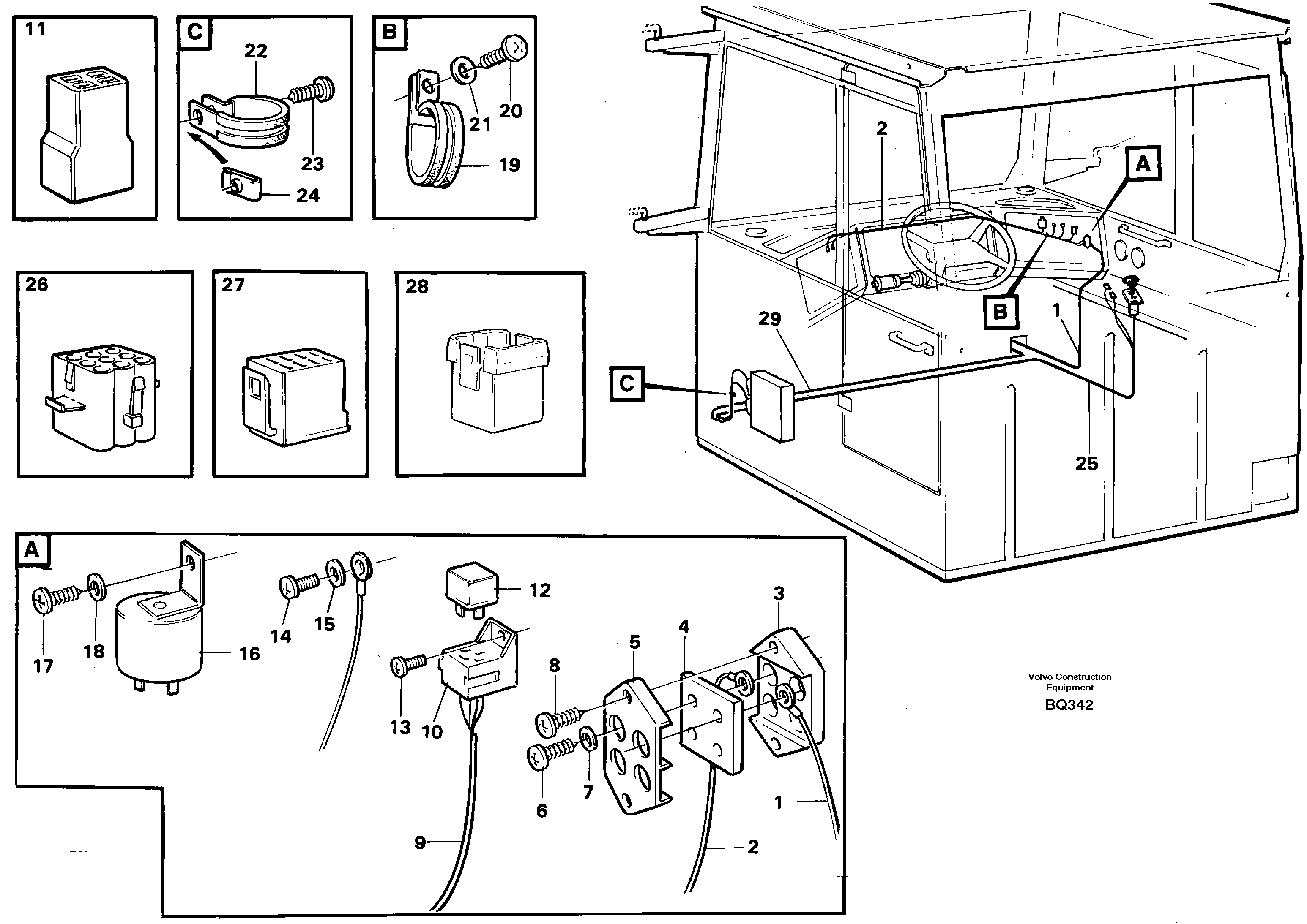 Схема запчастей Volvo A35C - 26801 Cable harnesses, cab A35C SER NO 4621-, SER NO USA 60001-