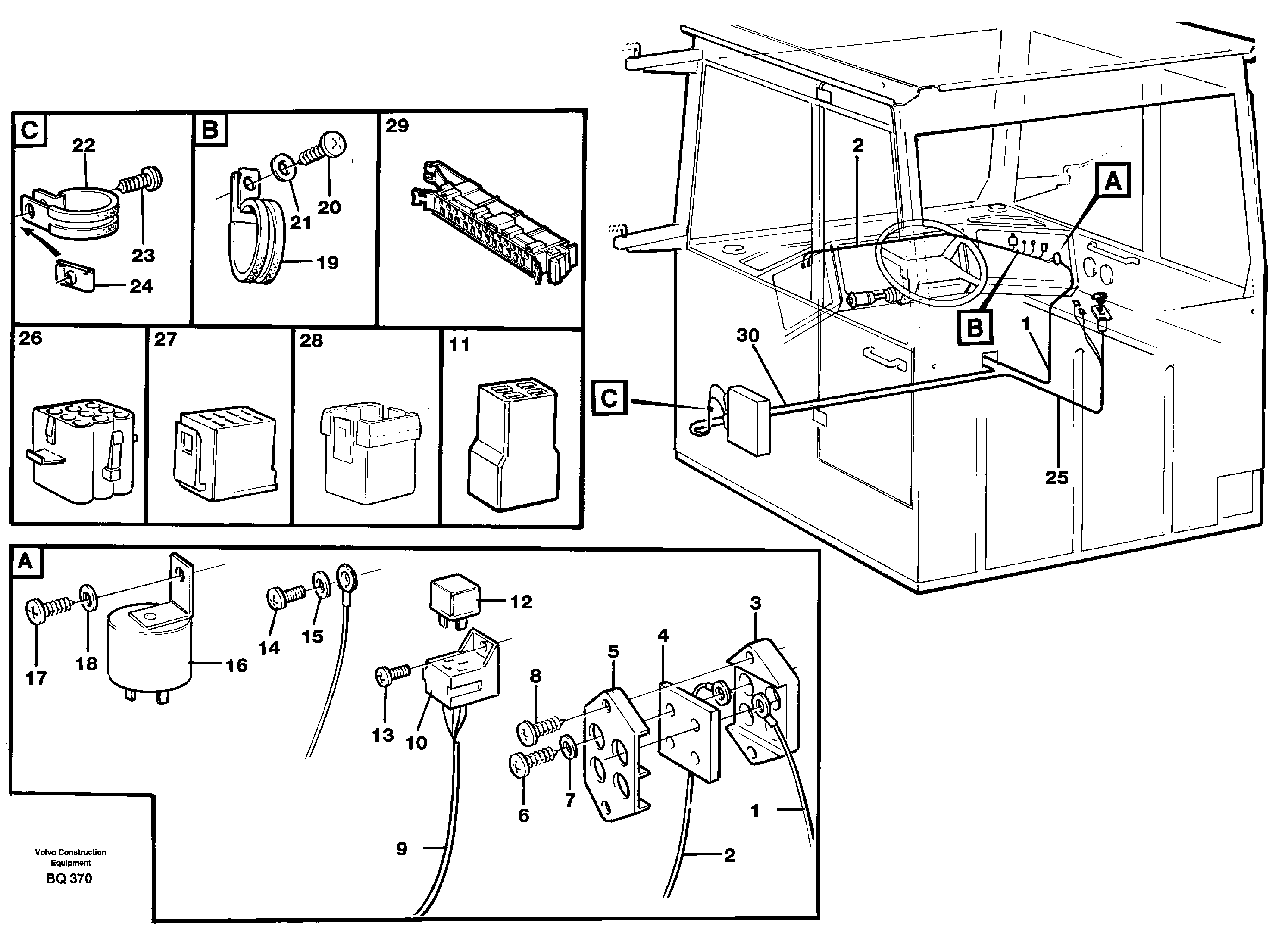 Схема запчастей Volvo A35C - 26802 Cable harnesses, cab A35C SER NO 4621-, SER NO USA 60001-