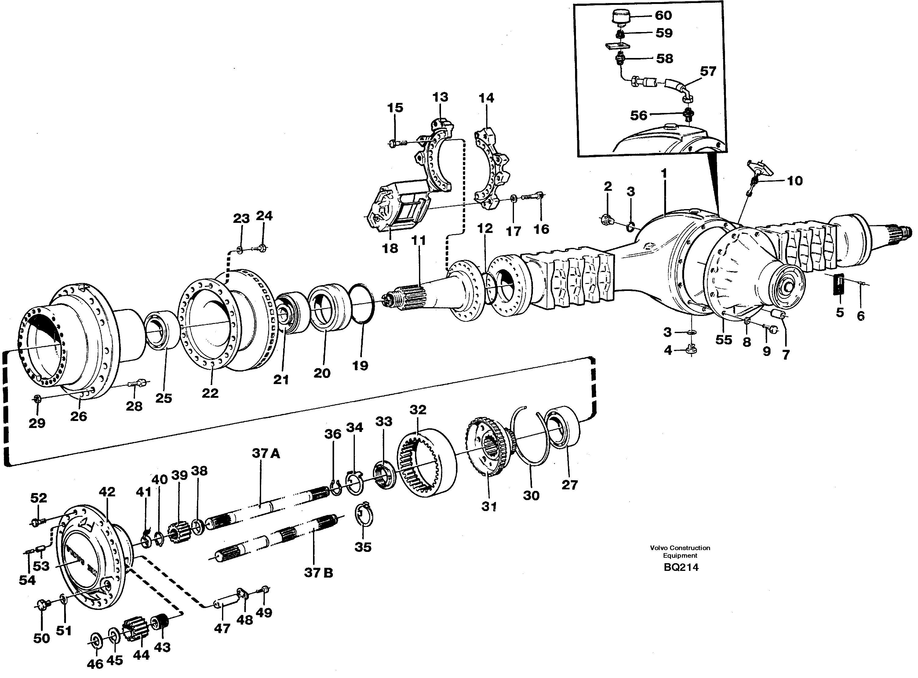 Схема запчастей Volvo A35C - 88336 Planetary axle, front A35C SER NO 4621-, SER NO USA 60001-