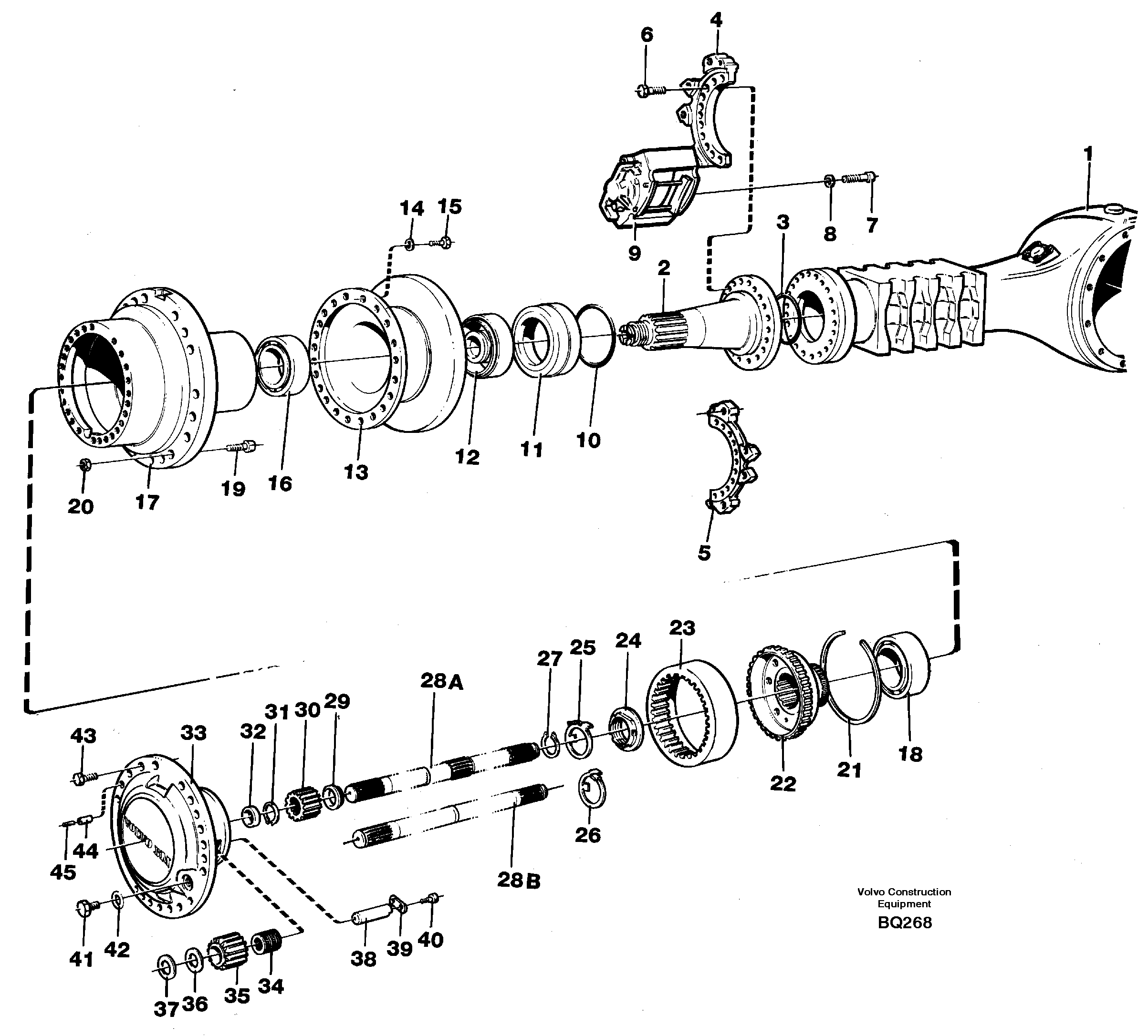 Схема запчастей Volvo A35C - 90174 Hub reduction, axle 1 load unit A35C SER NO 4621-, SER NO USA 60001-
