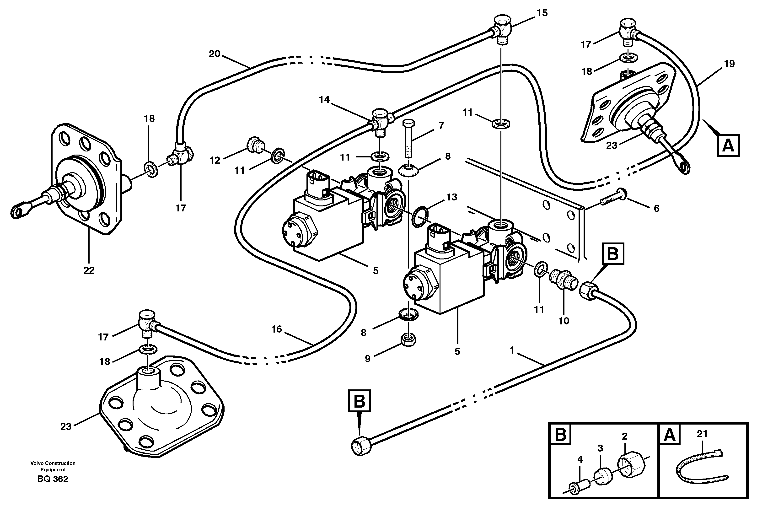 Схема запчастей Volvo A35C - 64303 Pneumatic system, 6x6 and diff lock, load unit A35C SER NO 4621-, SER NO USA 60001-