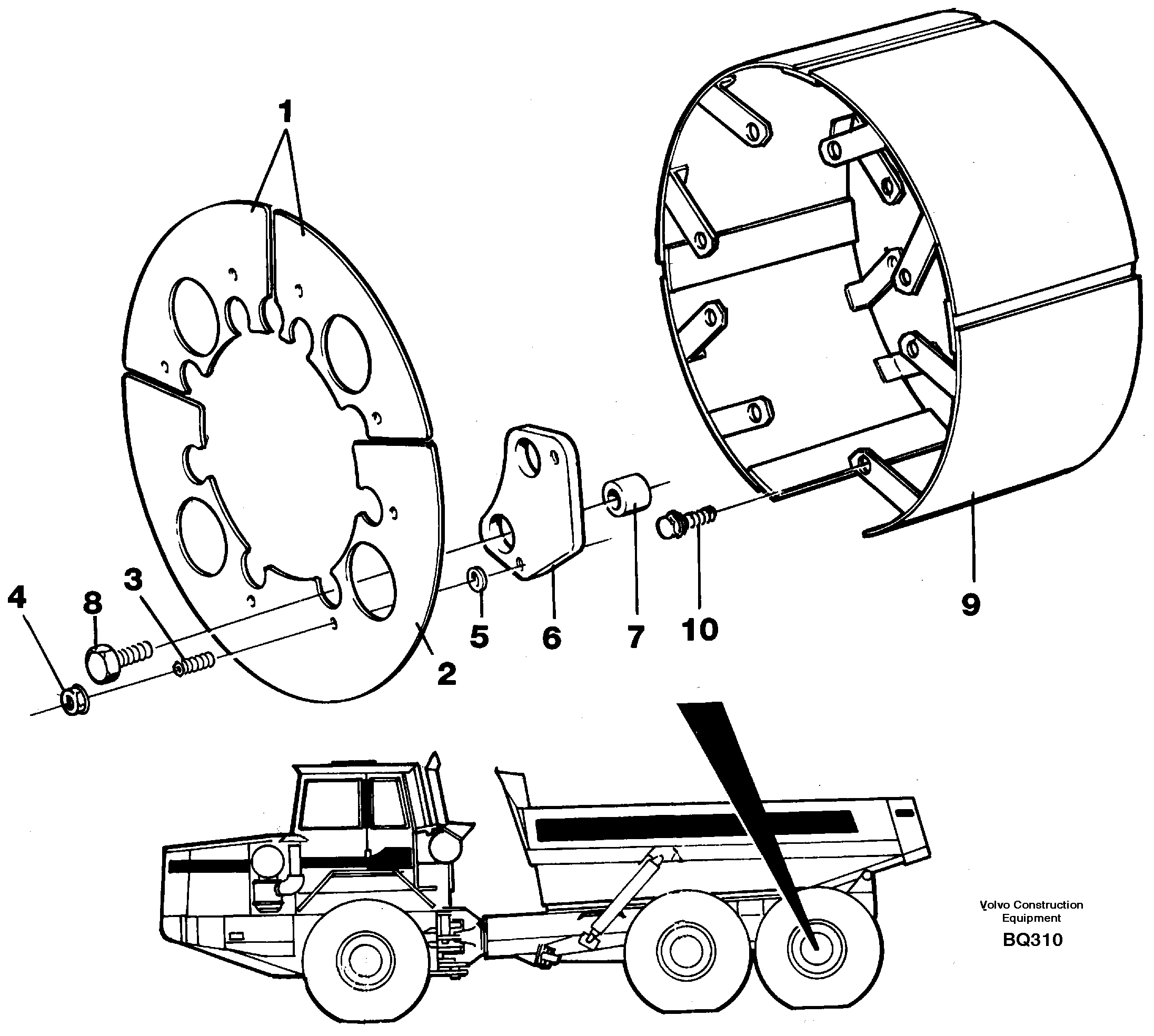 Схема запчастей Volvo A35C - 40083 Brake shield A35C SER NO 4621-, SER NO USA 60001-