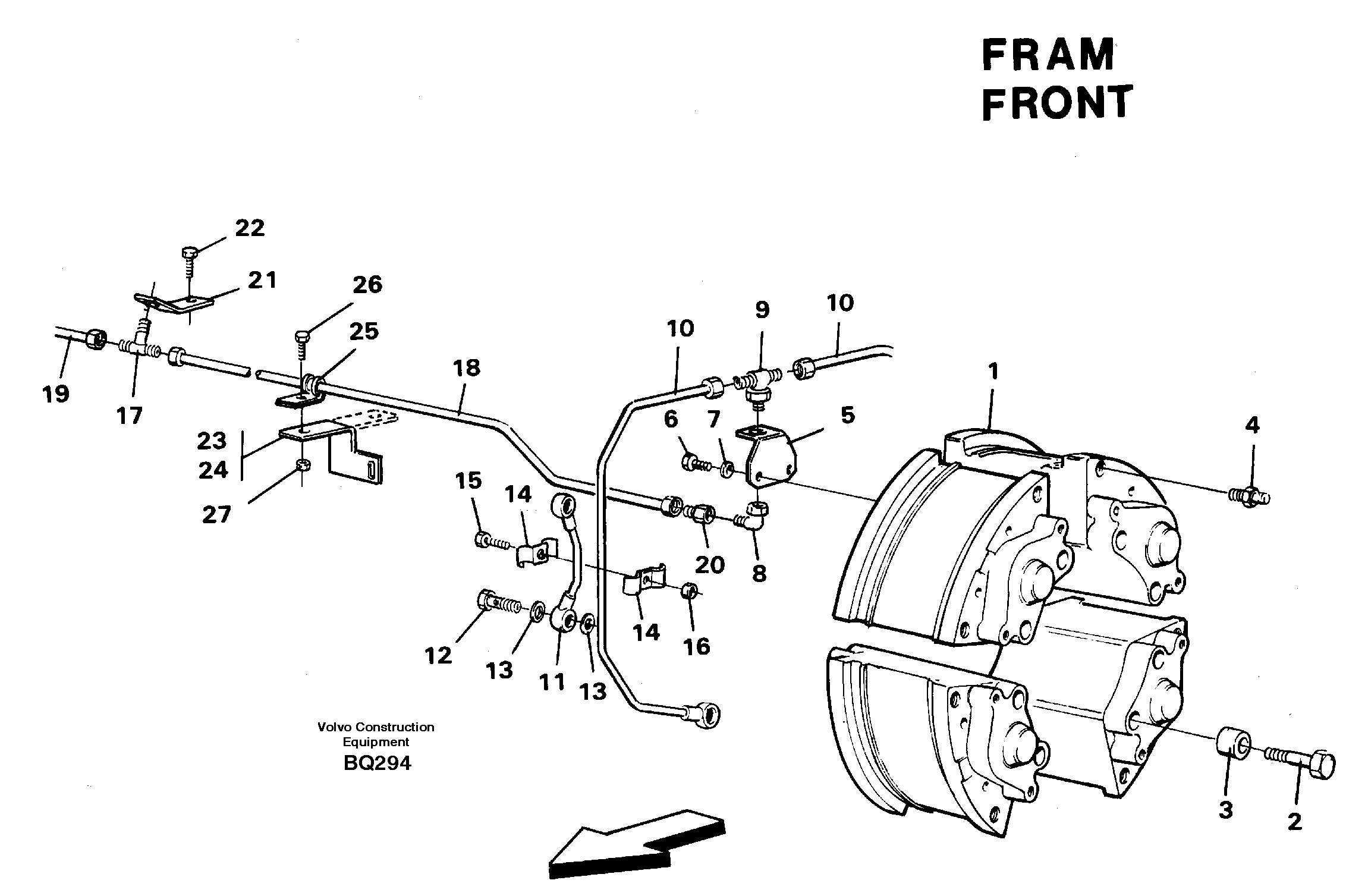 Схема запчастей Volvo A35C - 82377 Brake pipe with mounting parts. Motor unit A35C SER NO 4621-, SER NO USA 60001-