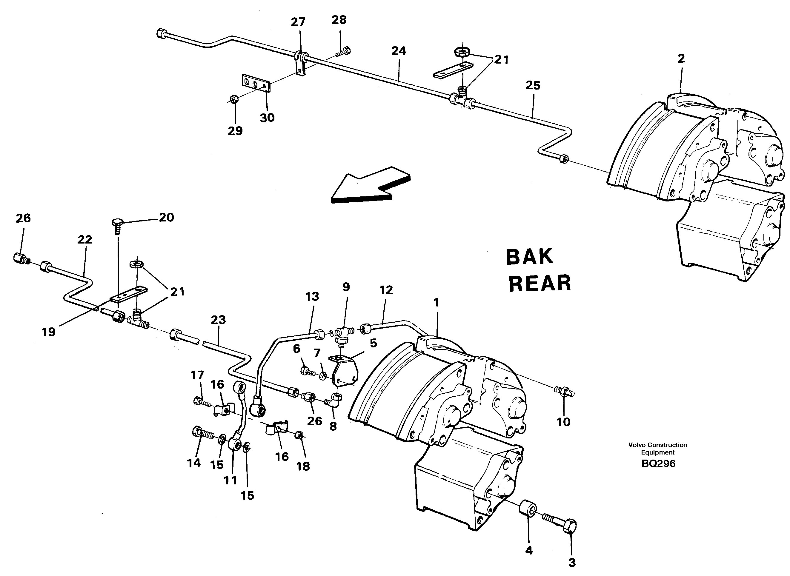 Схема запчастей Volvo A35C - 82450 Brake pipe with mounting parts. Load unit A35C SER NO 4621-, SER NO USA 60001-