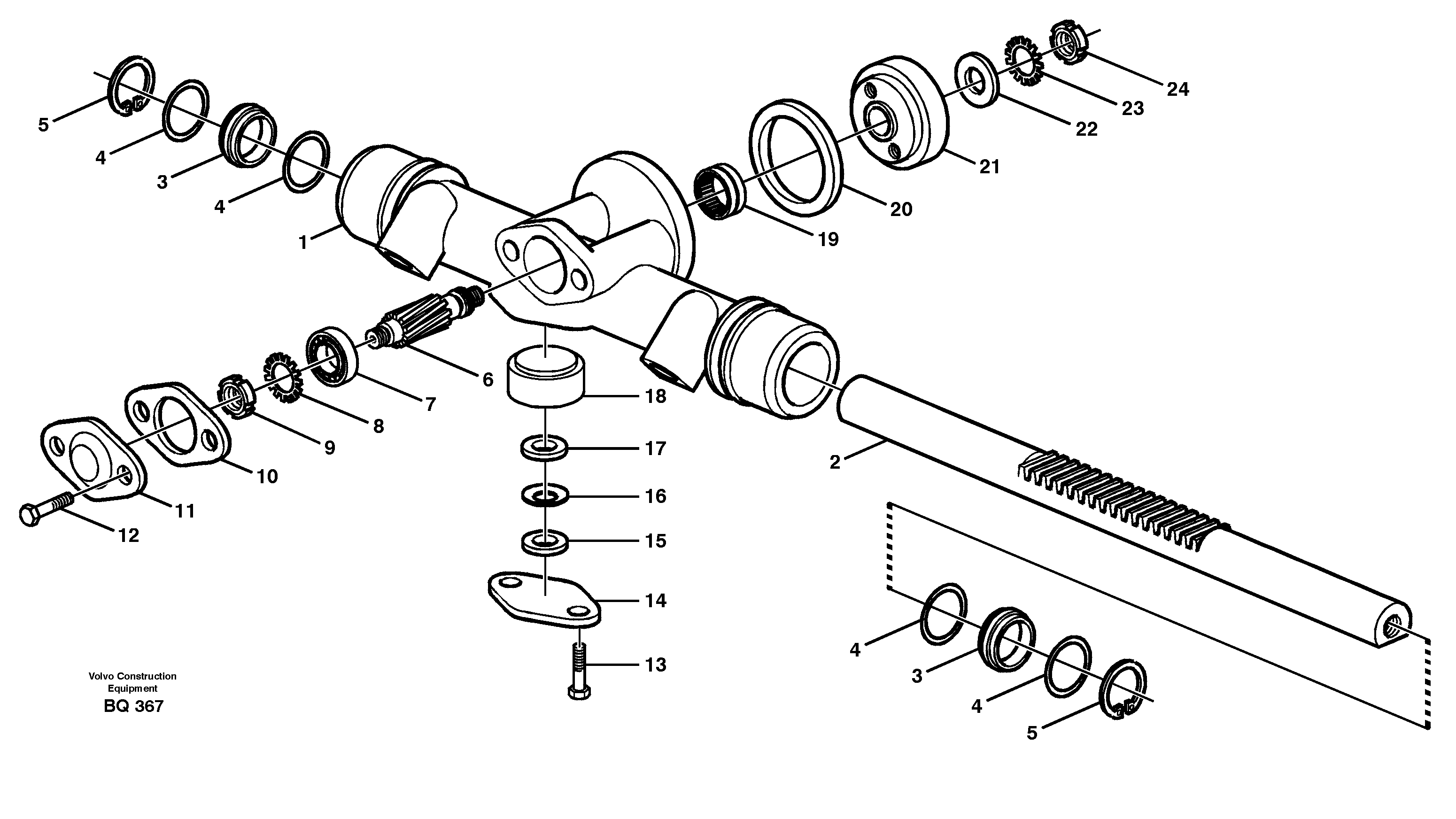 Схема запчастей Volvo A35C - 23935 Rack gear A35C SER NO 4621-, SER NO USA 60001-