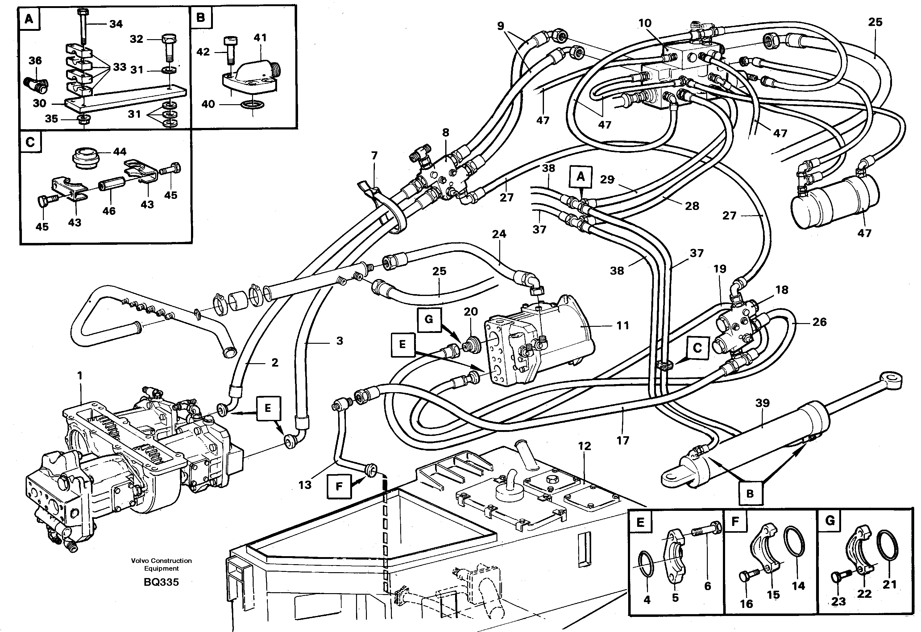Схема запчастей Volvo A35C - 82638 Steering system, pipes and hoses A35C SER NO 4621-, SER NO USA 60001-