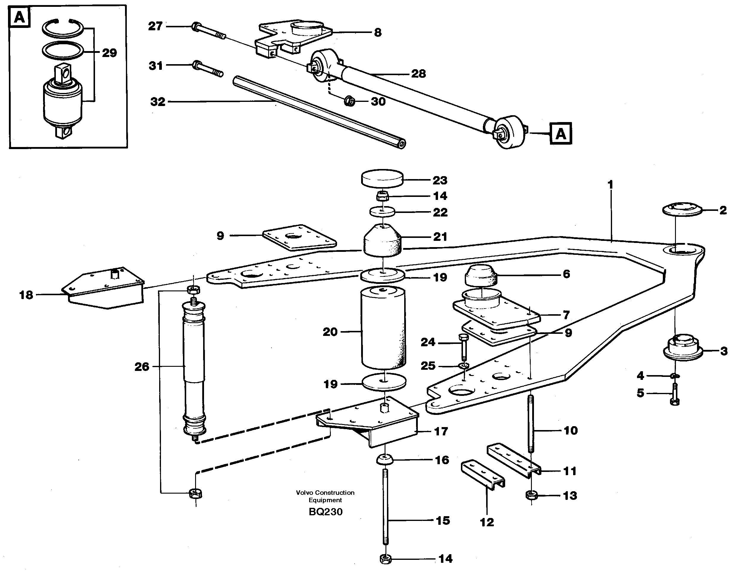 Схема запчастей Volvo A35C - 60976 Front axle suspension A35C SER NO 4621-, SER NO USA 60001-