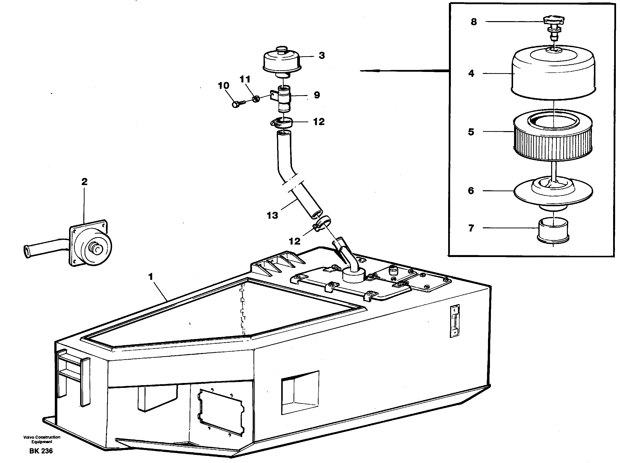 Схема запчастей Volvo A35C - 87108 Hydraulic oil tank, with fitting parts A35C VOLVO BM VOLVO BM A35C SER NO - 4620