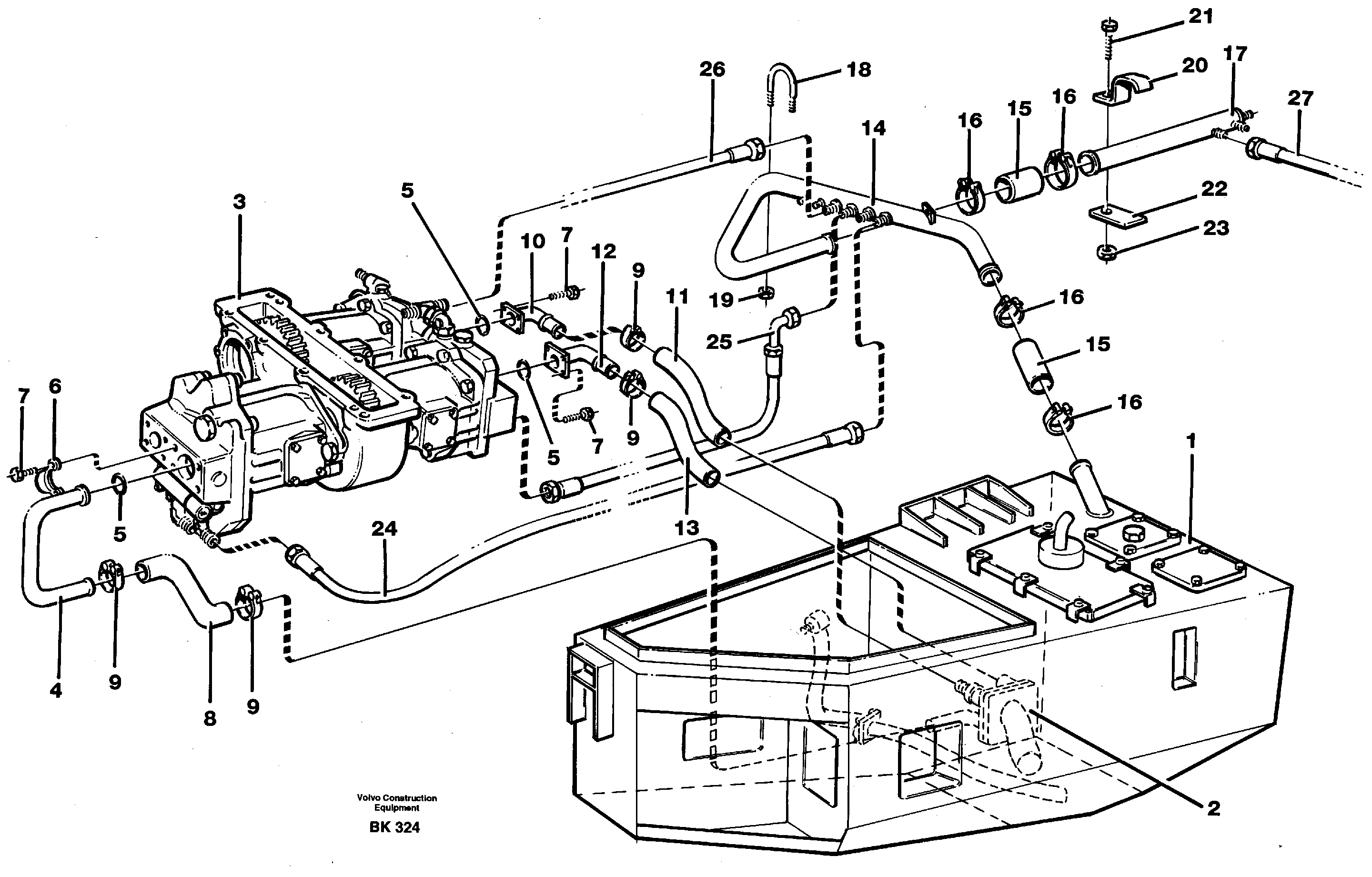 Схема запчастей Volvo A35C - 87152 Hydraulic system, motor unit A35C VOLVO BM VOLVO BM A35C SER NO - 4620